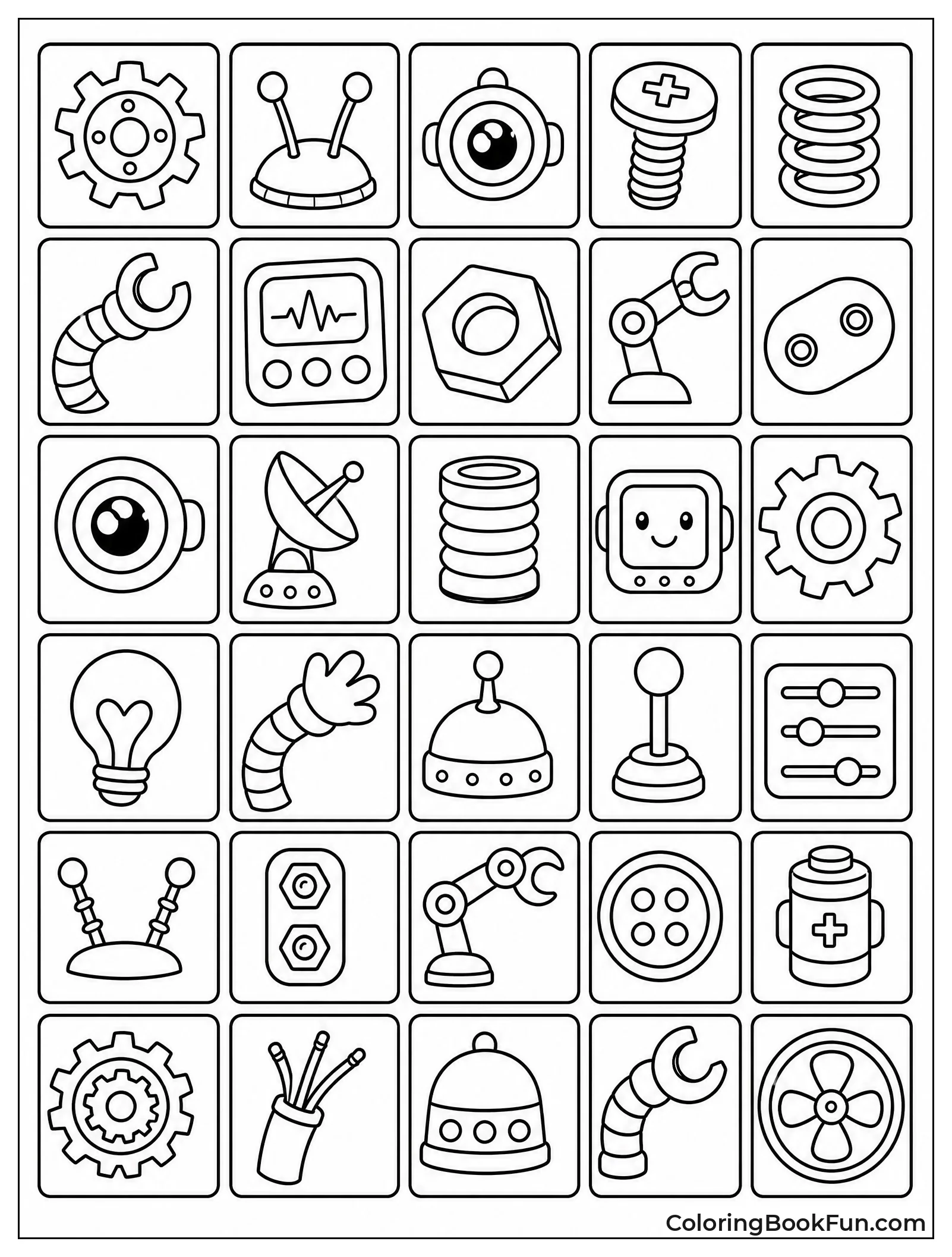 Robot Parts Sit in Tiles