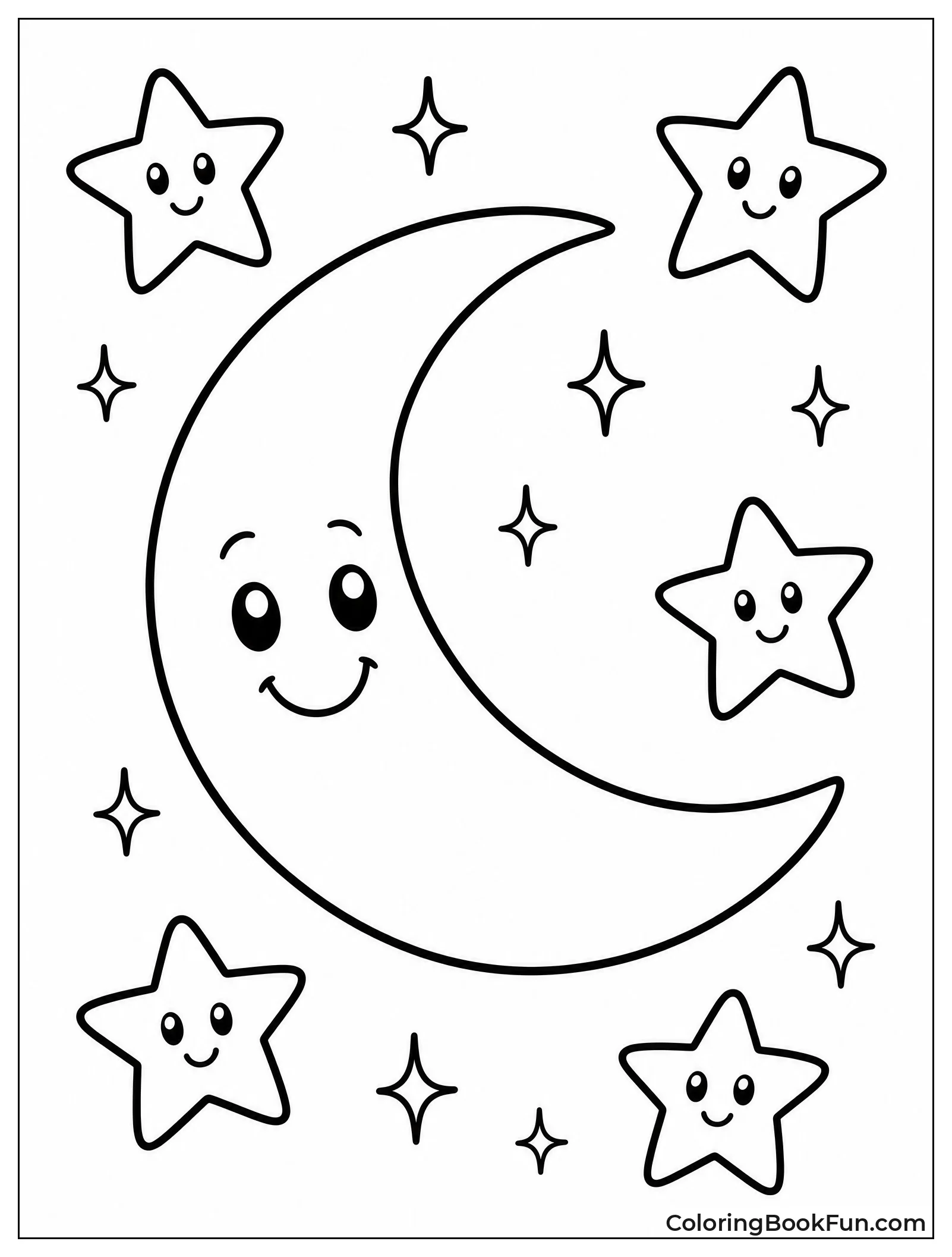 Smiling Moon Shines near Stars