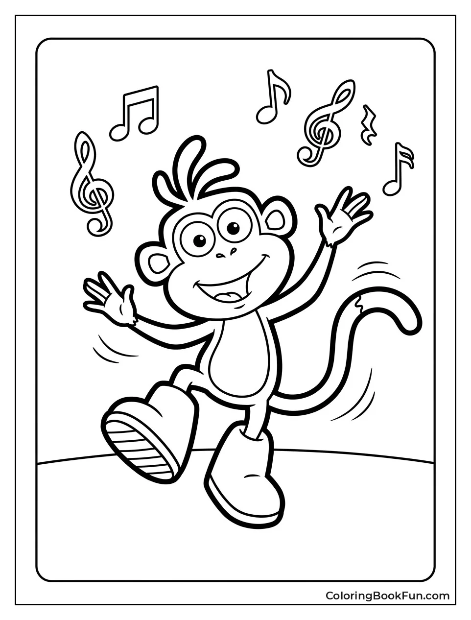 Boots Dances with Floating Music Notes