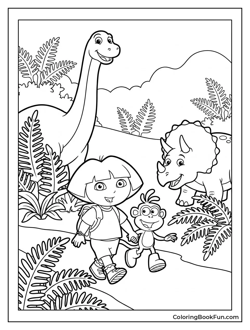 Dora and Boots Explore with Friendly Dinosaurs