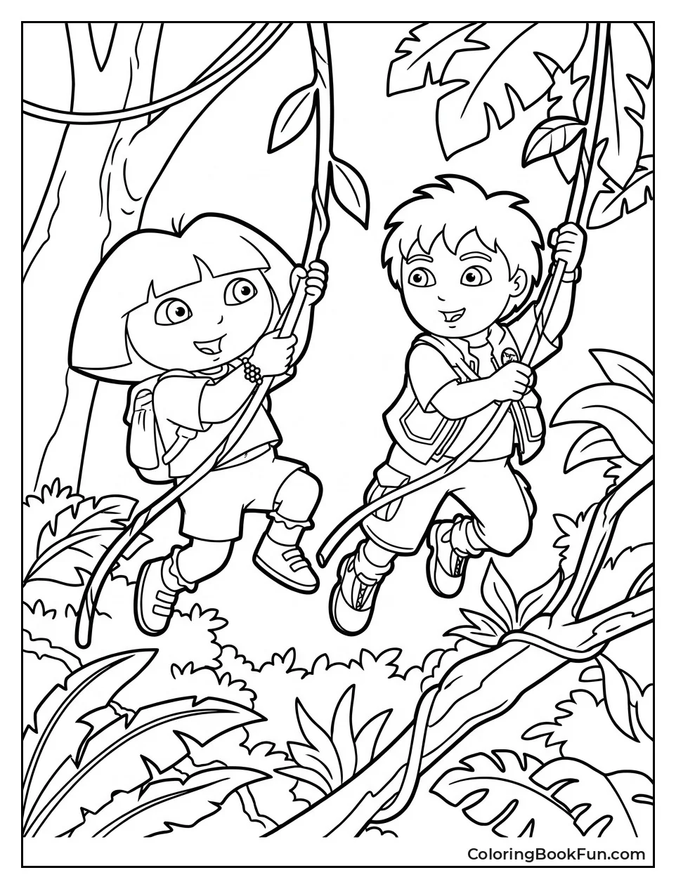 Dora and Diego Swing on Jungle Vines