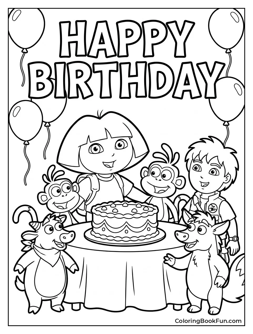 Dora Celebrates Birthday with Friends and Cake