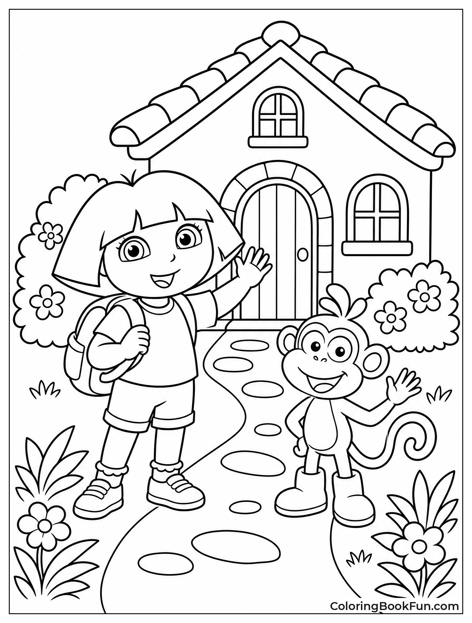 Dora Stands Outside Her Cozy House