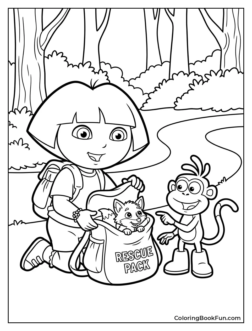 Dora Uses Rescue Pack to Help Lost Animal