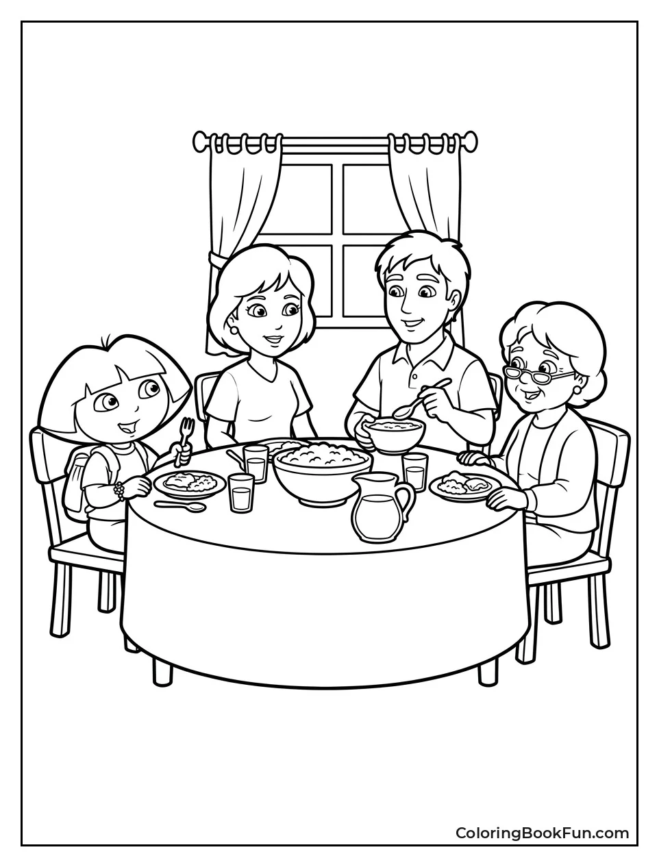 Family Shares Dinner Around the Table