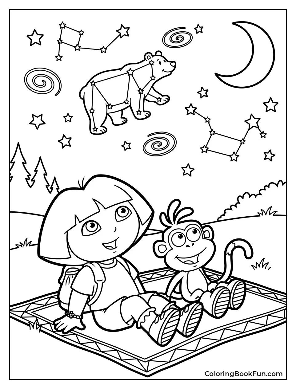 Dora and Boots Gaze at Twinkling Stars