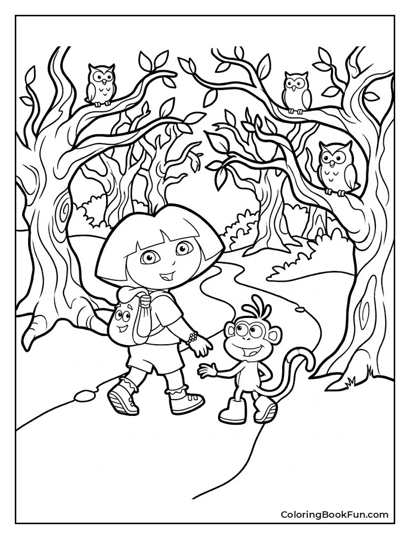 Dora and Boots Walk Through Spooky Forest