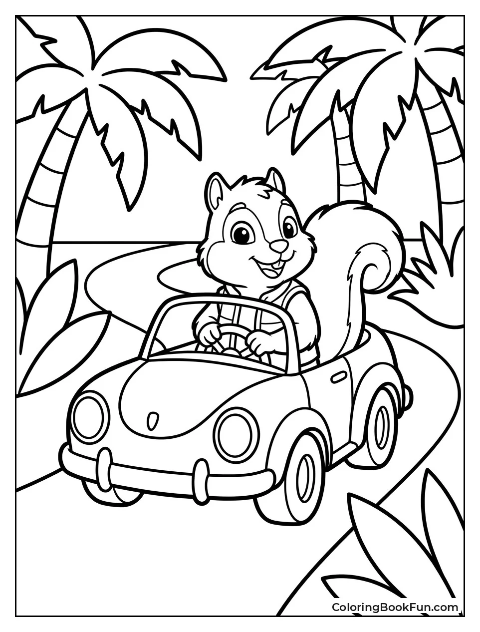 Tico Drives Yellow Car Through Jungle
