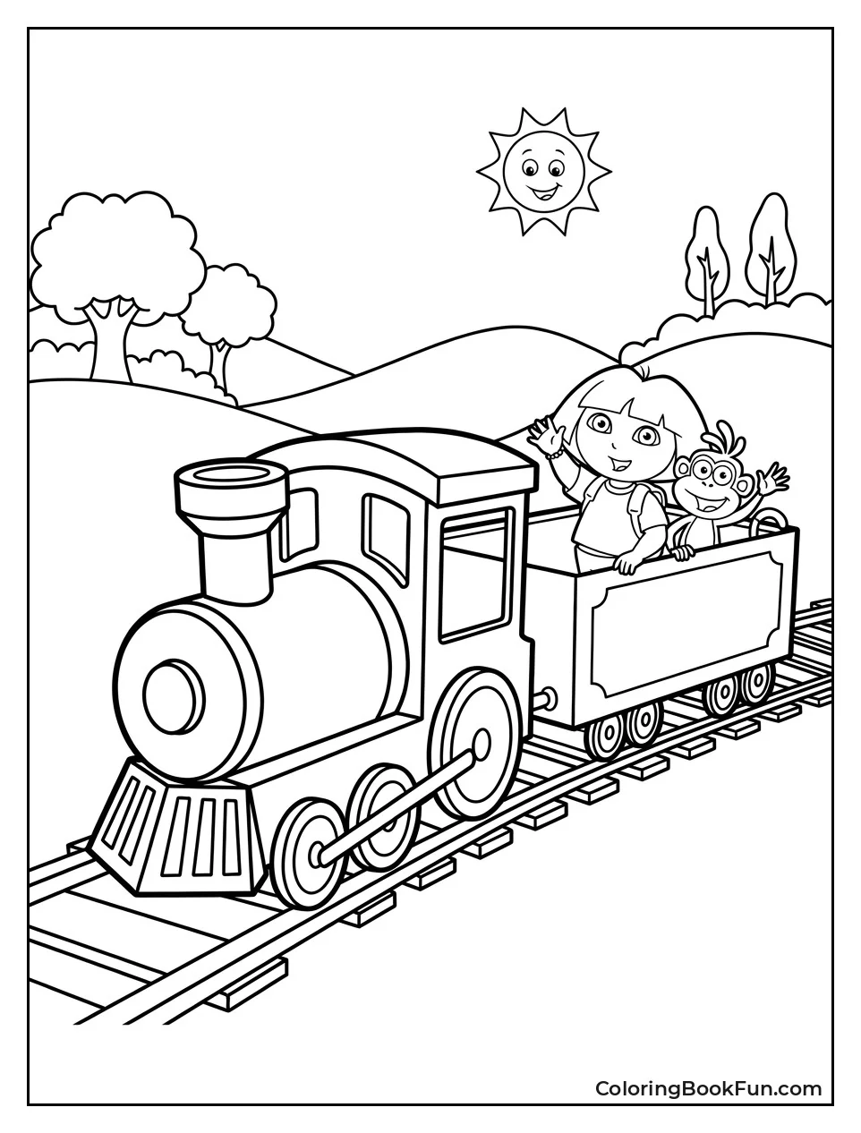 Dora and Boots Ride Colorful Train