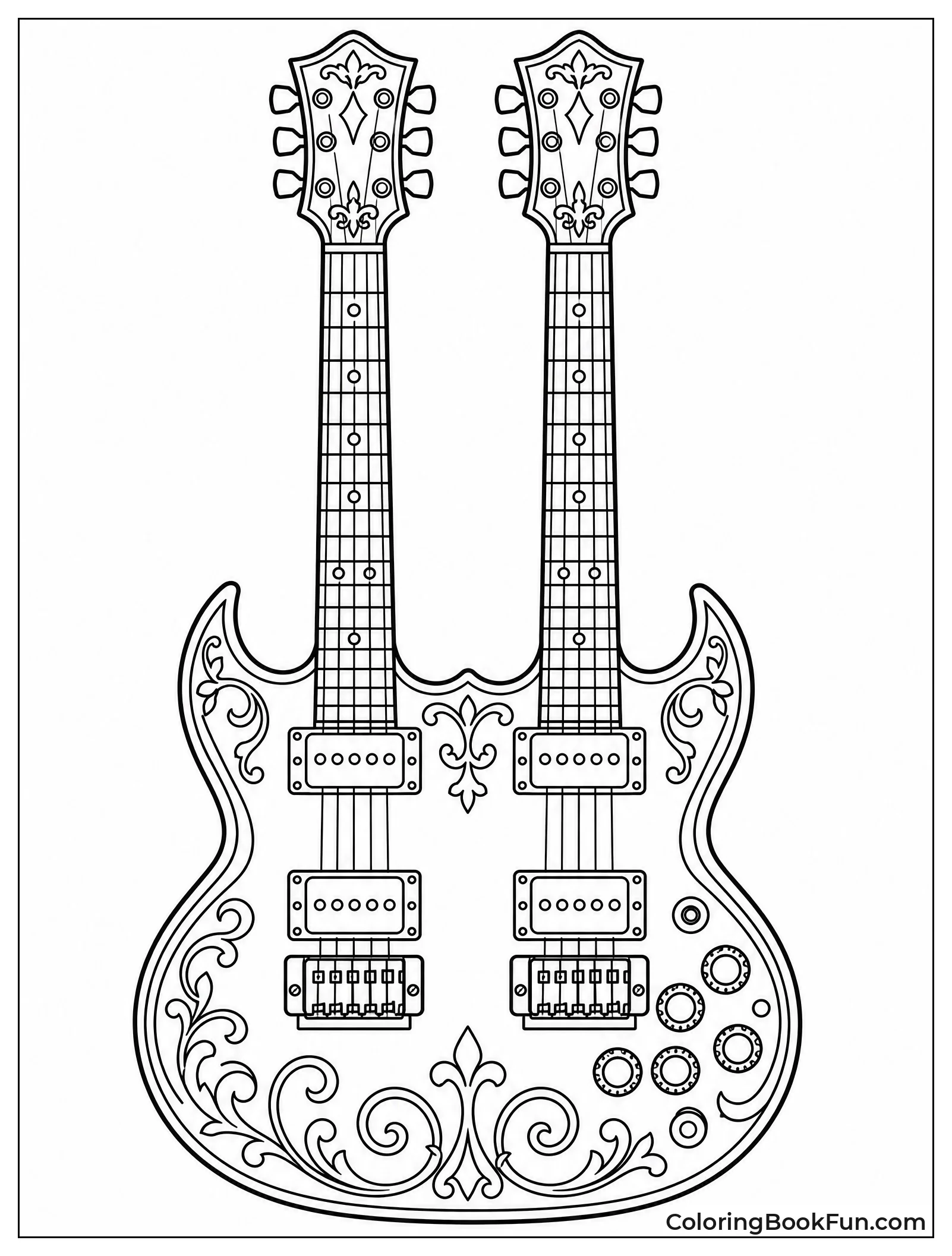 Double Neck Guitar Shows Detail