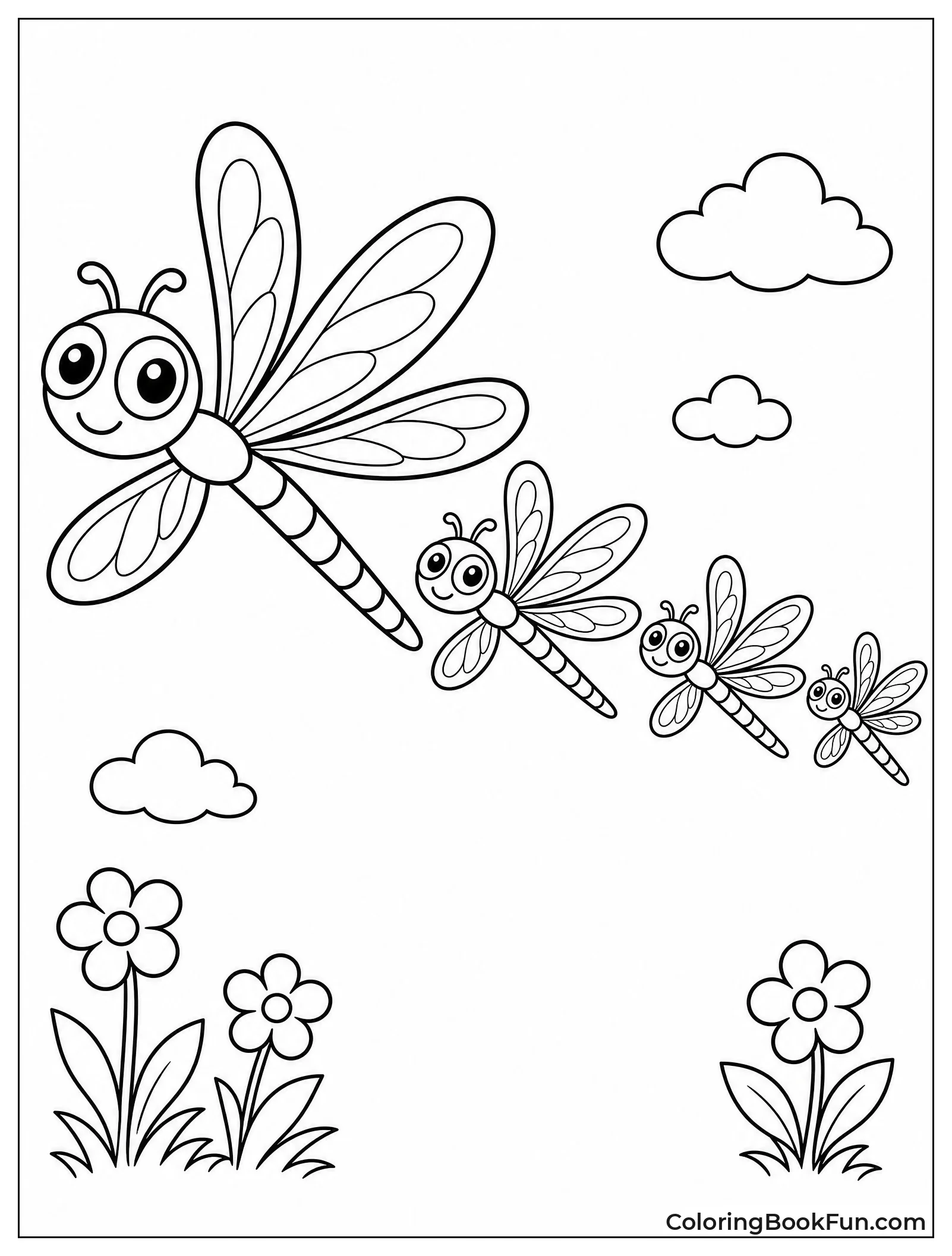 Dragonfly Family Flying Together