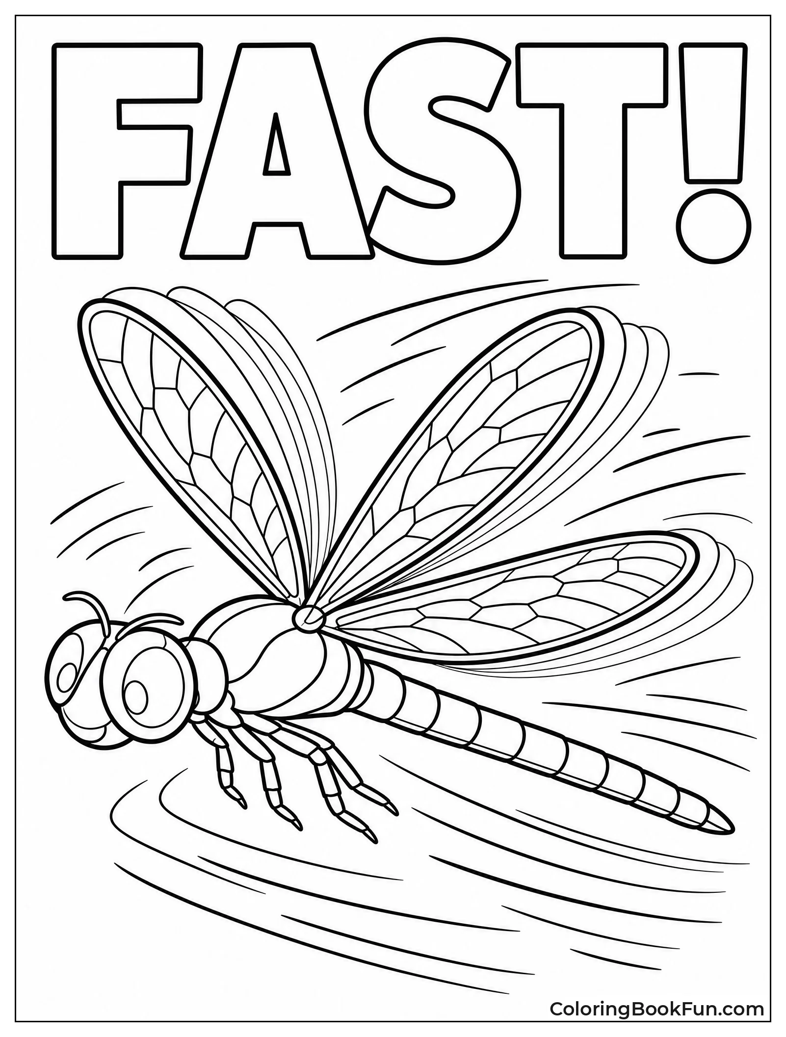 Dragonfly Flying with Blurred Wings