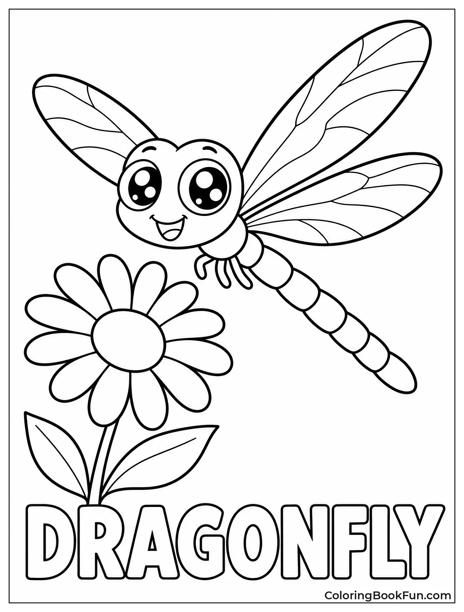 Cute Kawaii Dragonfly in Garden