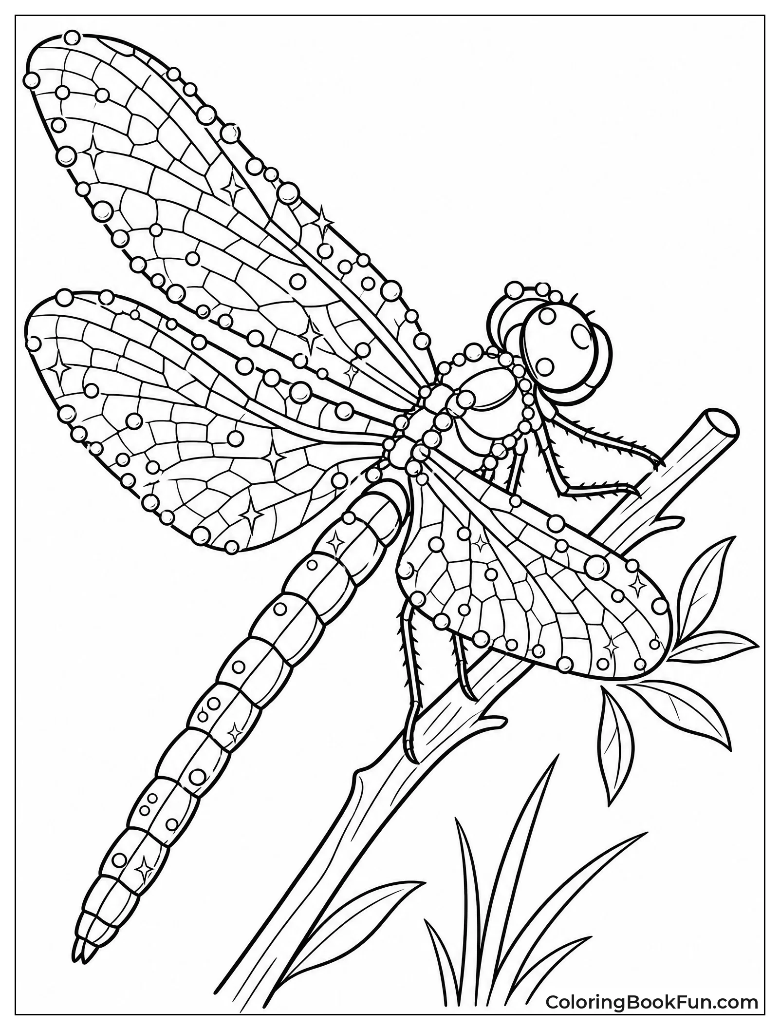 Dragonfly Covered in Dew Drops