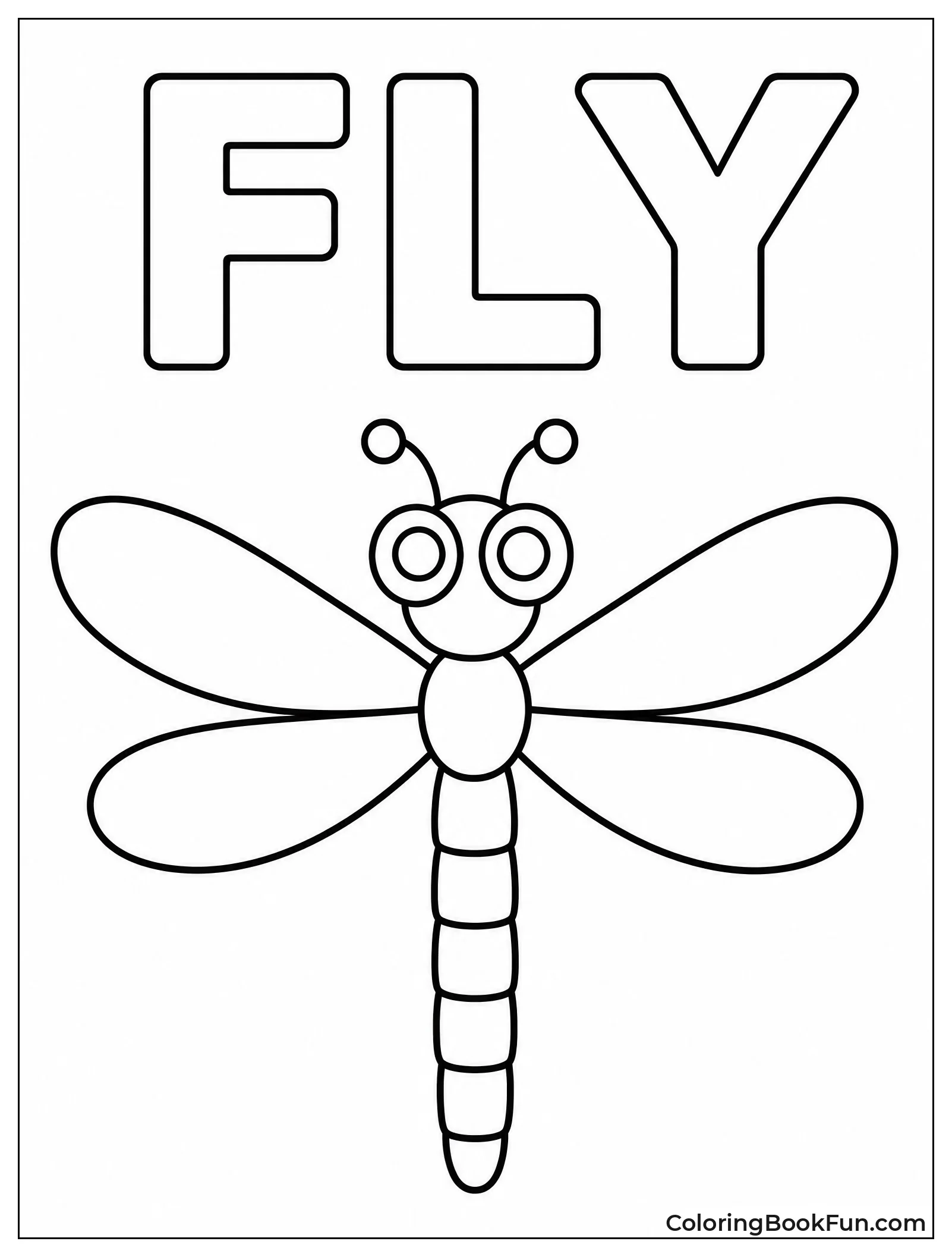 Simple Dragonfly Outline for Kids