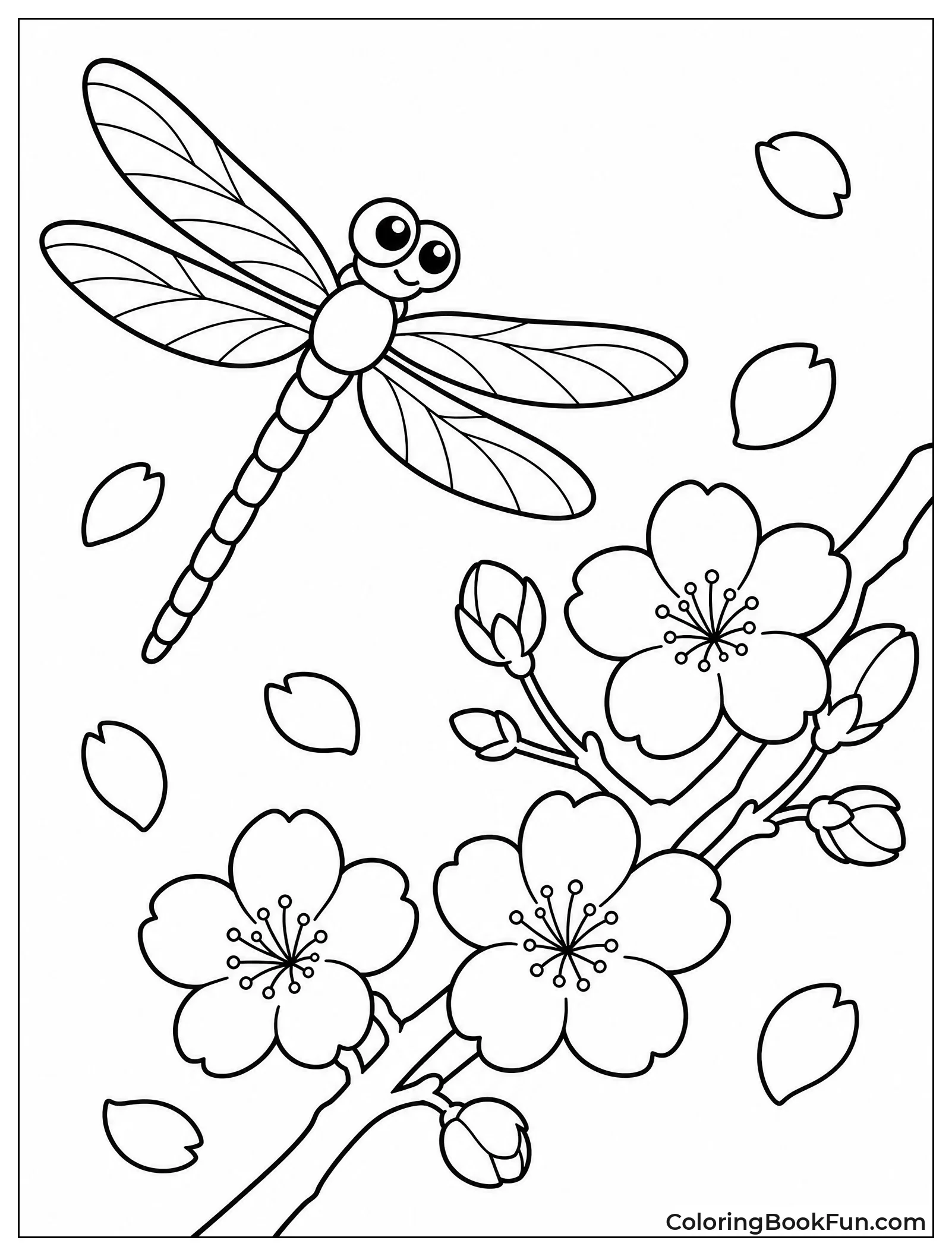 Dragonfly near Cherry Blossoms