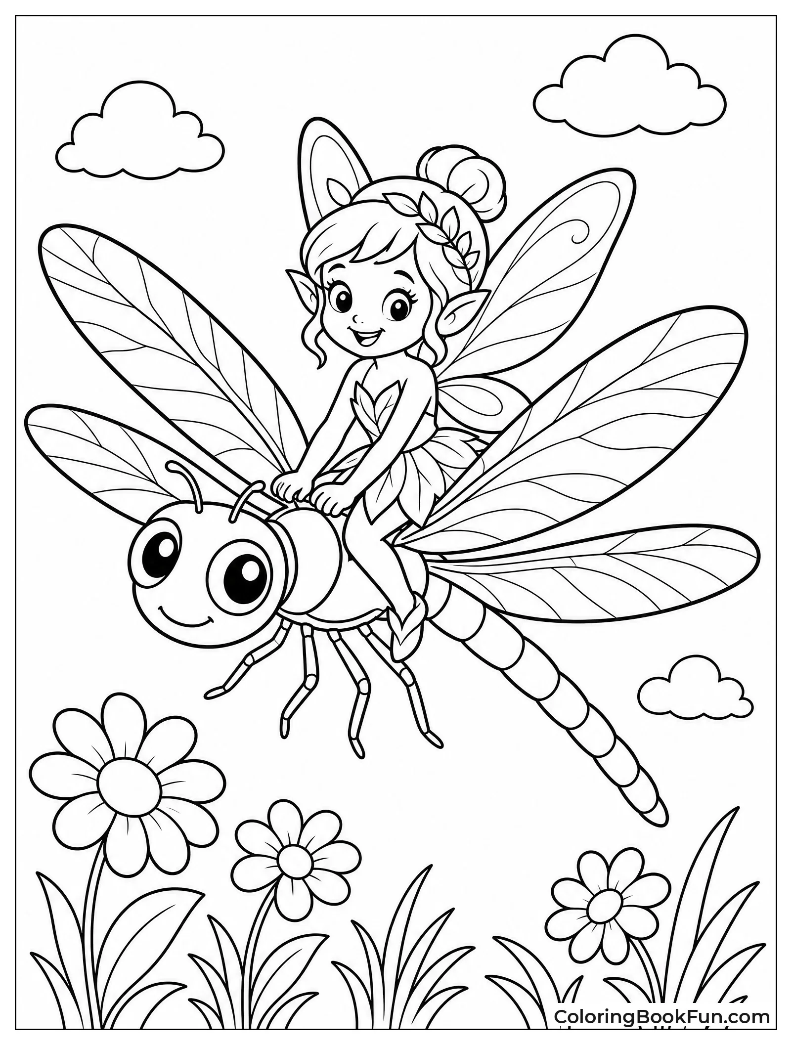 Fairy Riding a Dragonfly