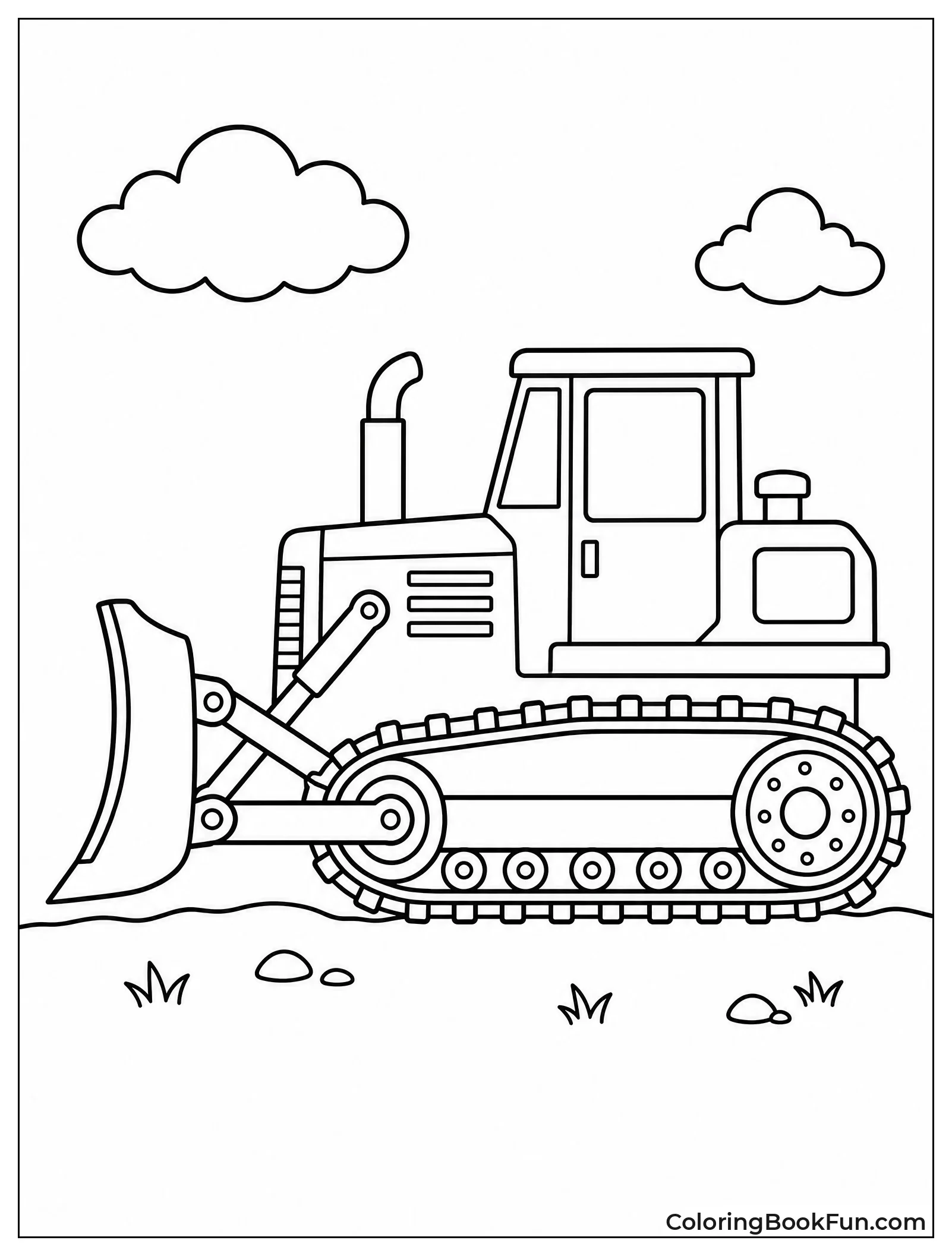 Simple Side View Bulldozer Outline