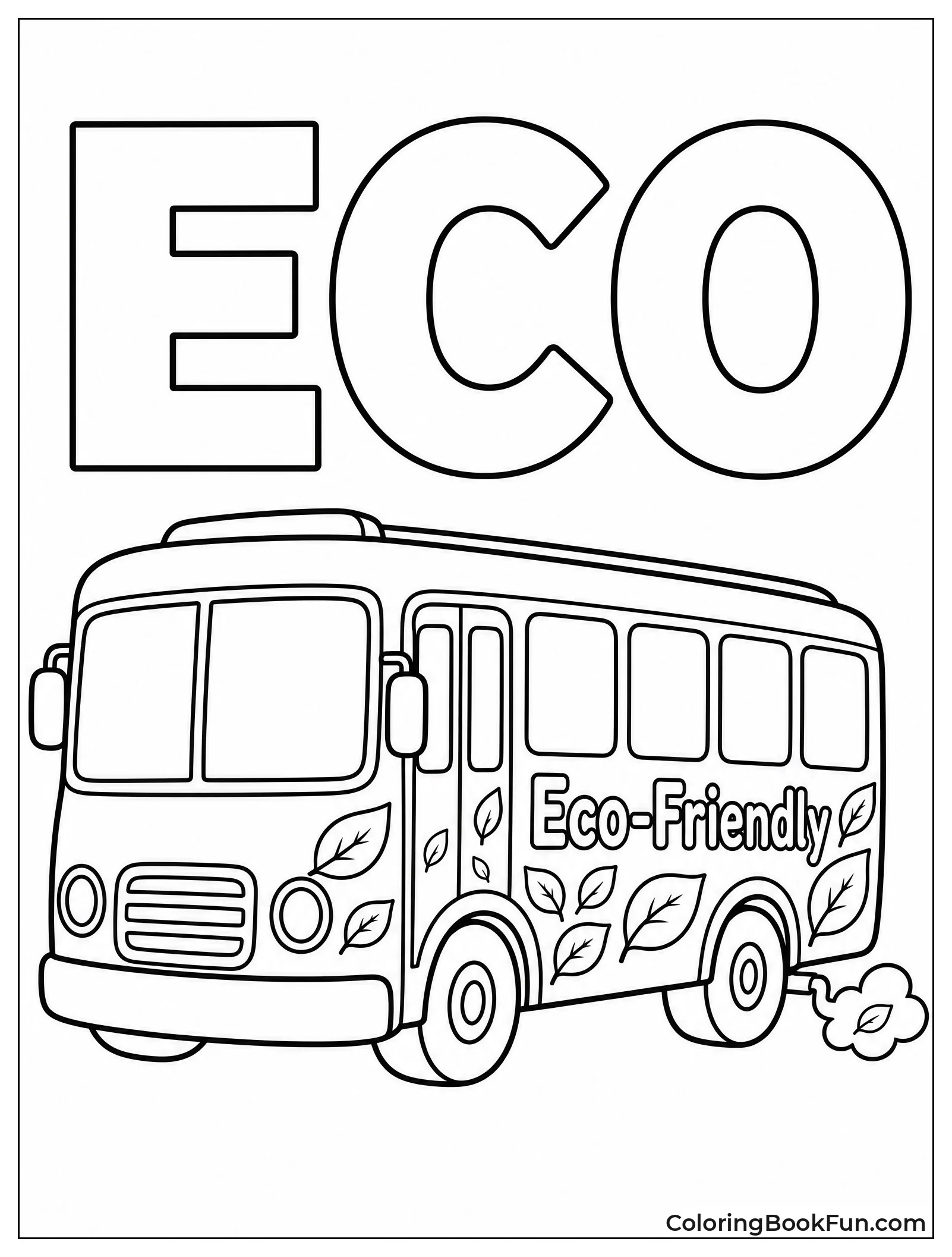 Green Eco Bus With Leaves