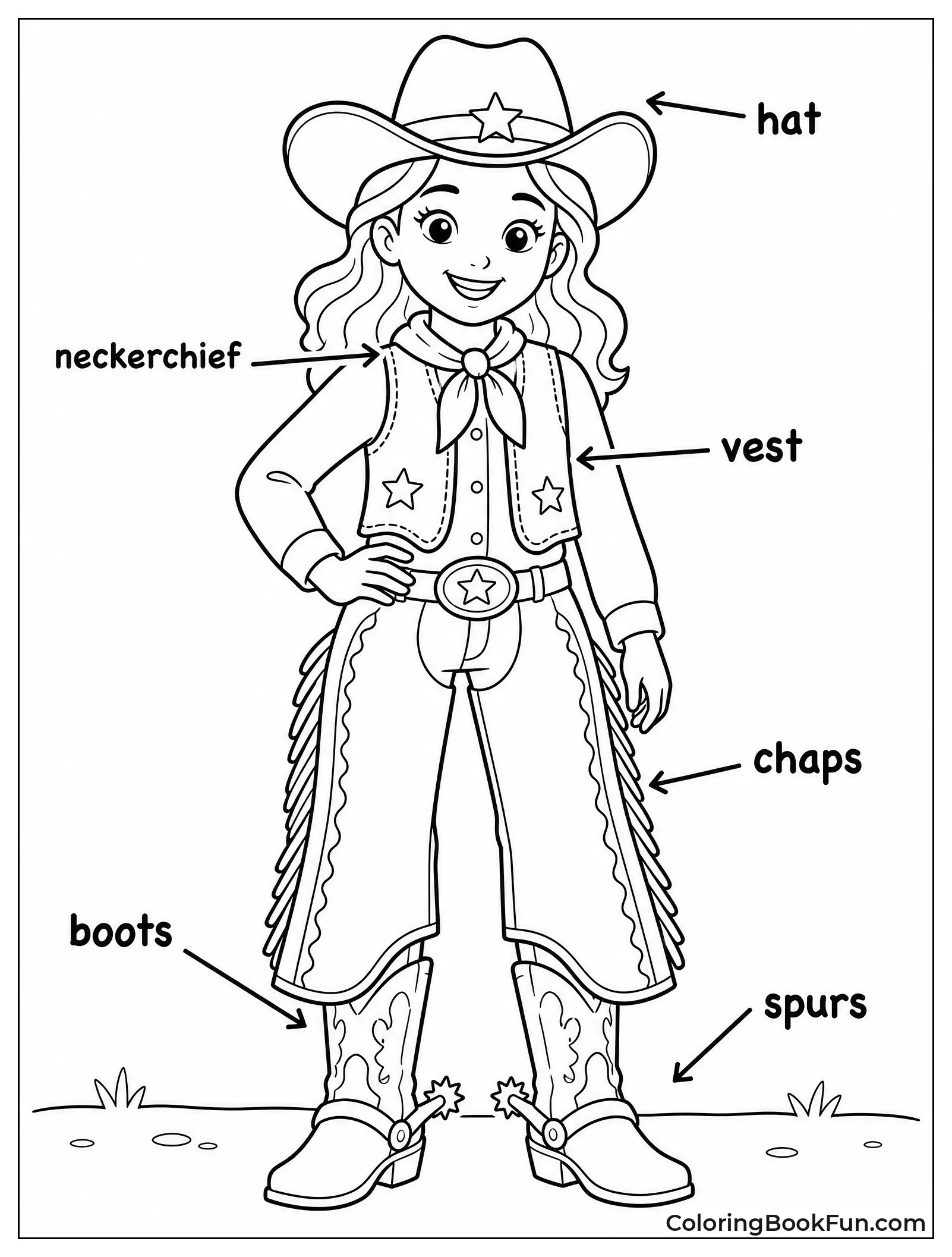 Labeled Cowgirl Outfit and Gear
