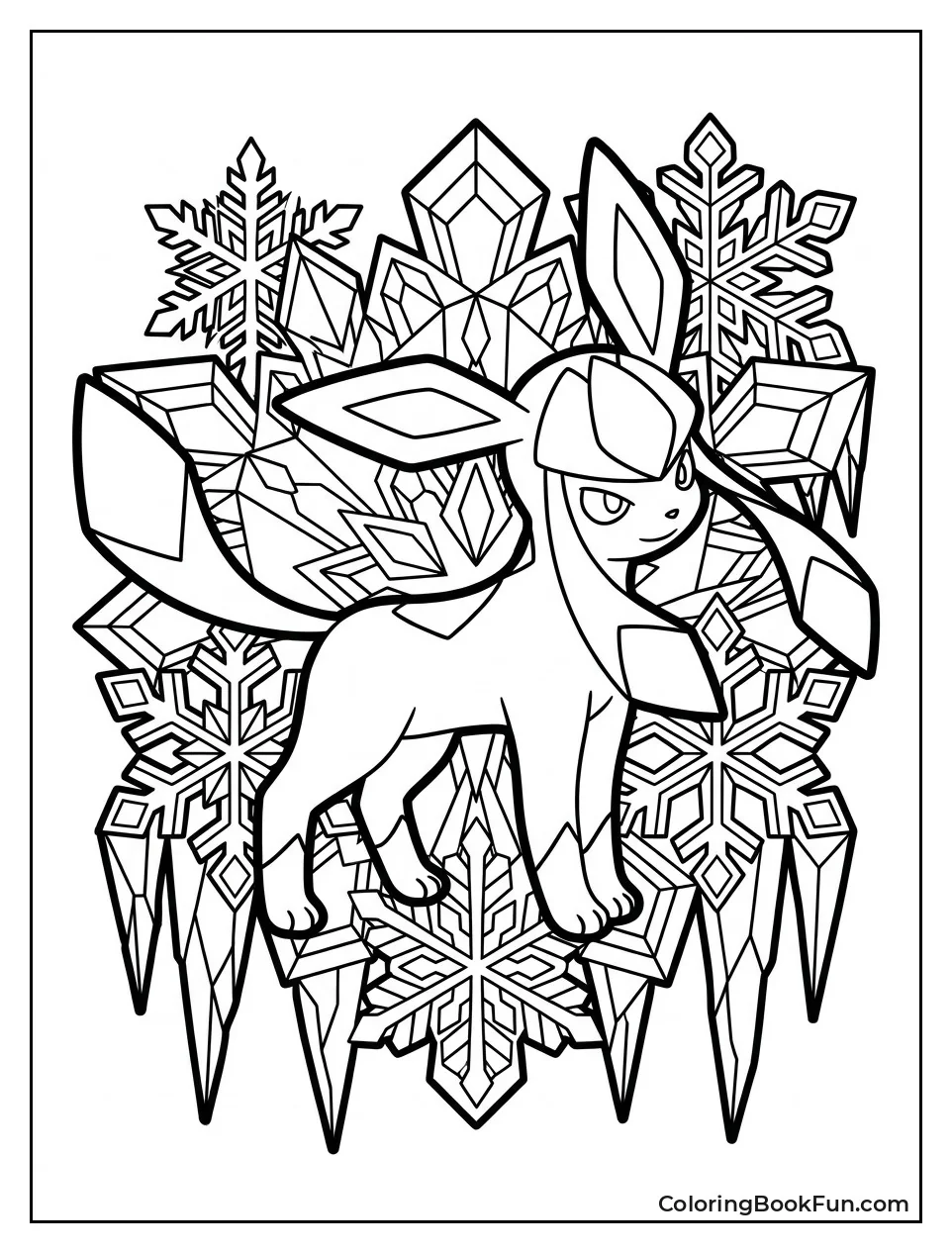 Glaceon Stands in Frosty Cave