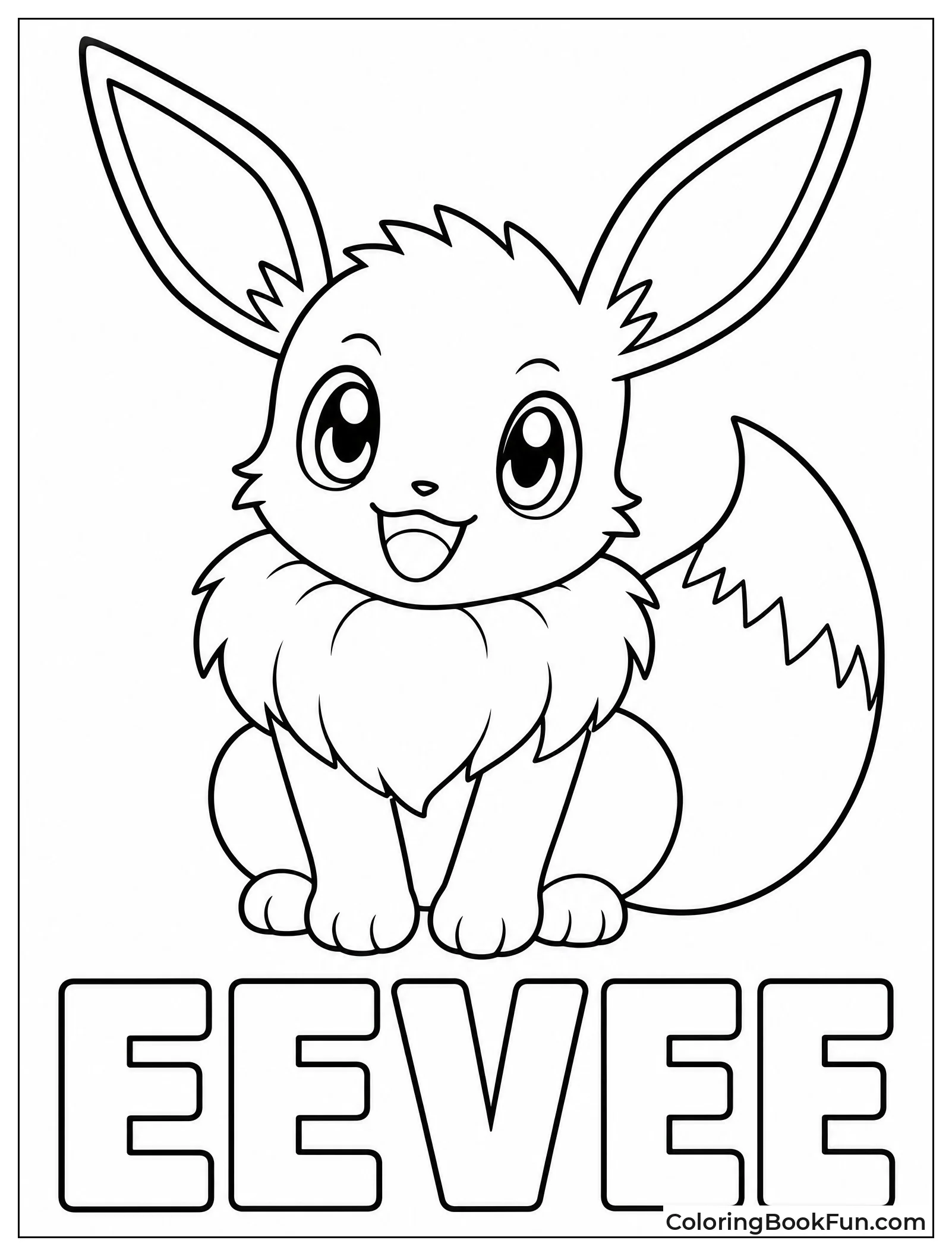 Cute Eevee Smiles with Big Eyes