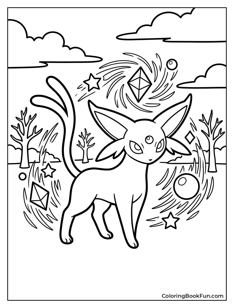 Espeon Lifts Glowing Objects with Mind