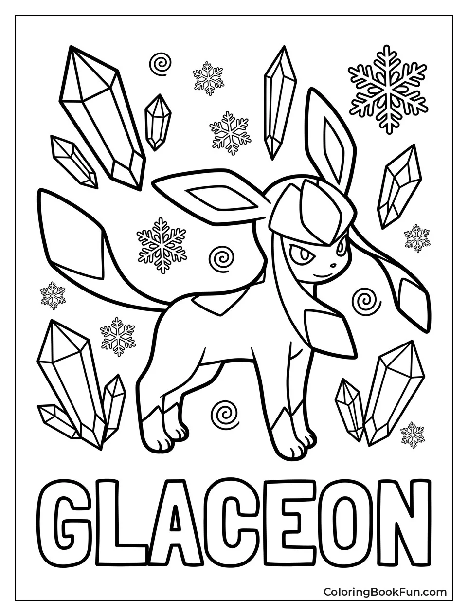 Glaceon Shines Among Ice Crystals