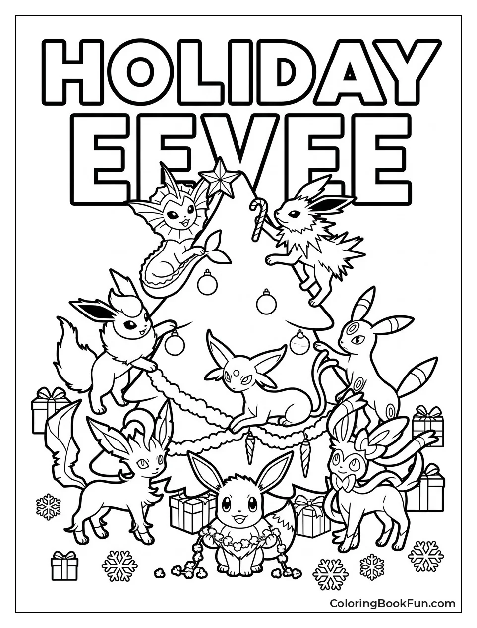 Eevee Decorates Holiday Christmas Tree