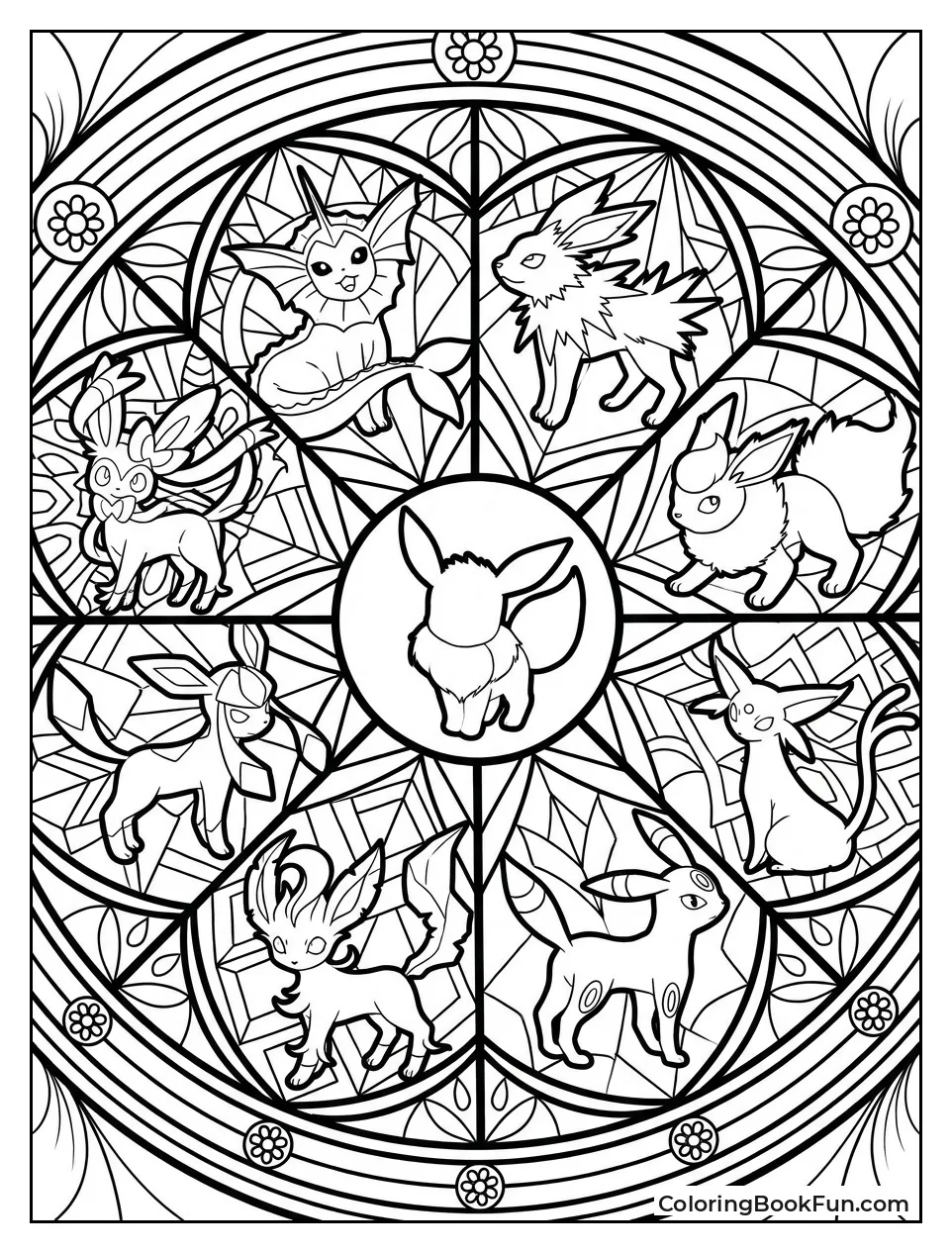 Silhouettes Form Stained Glass Circle