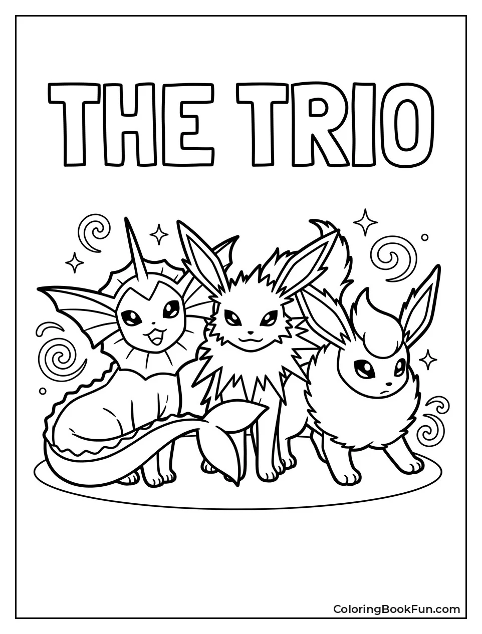 Vaporeon Jolteon and Flareon Pose