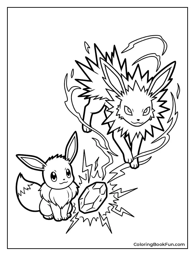 Eevee Evolves into Jolteon with Sparks