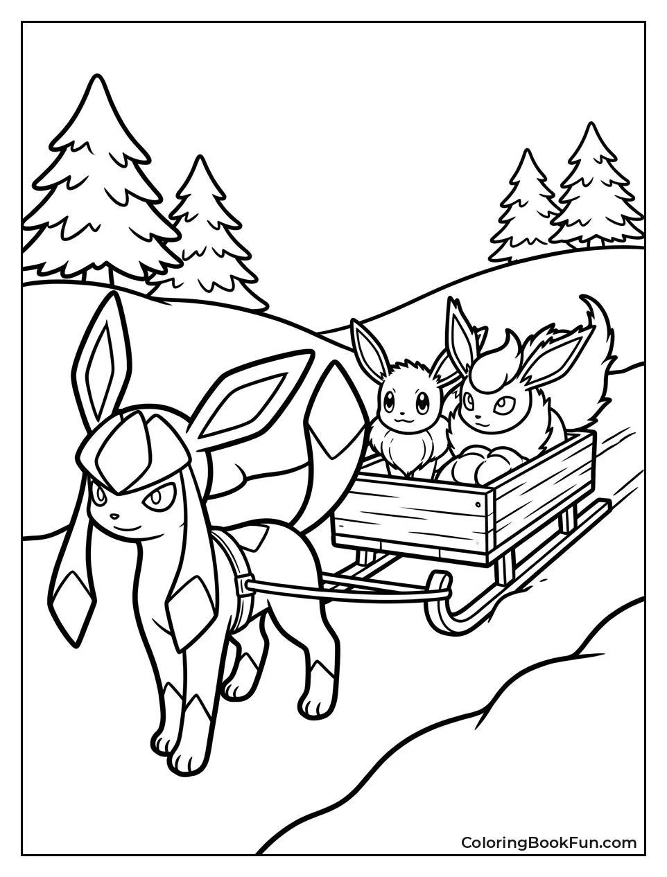 Glaceon Pulls Sled Through Snow