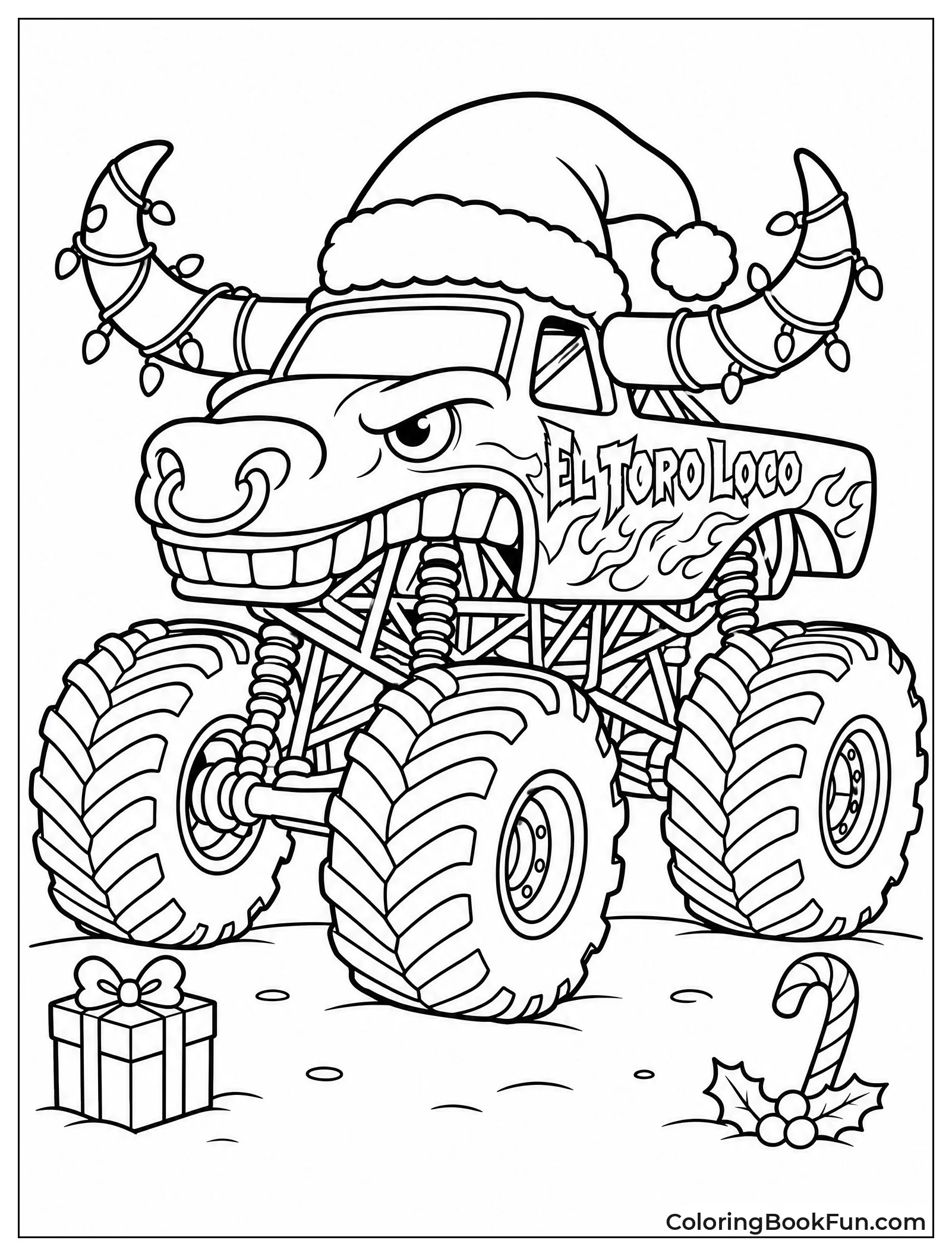 Truck with Christmas Lights and Hat