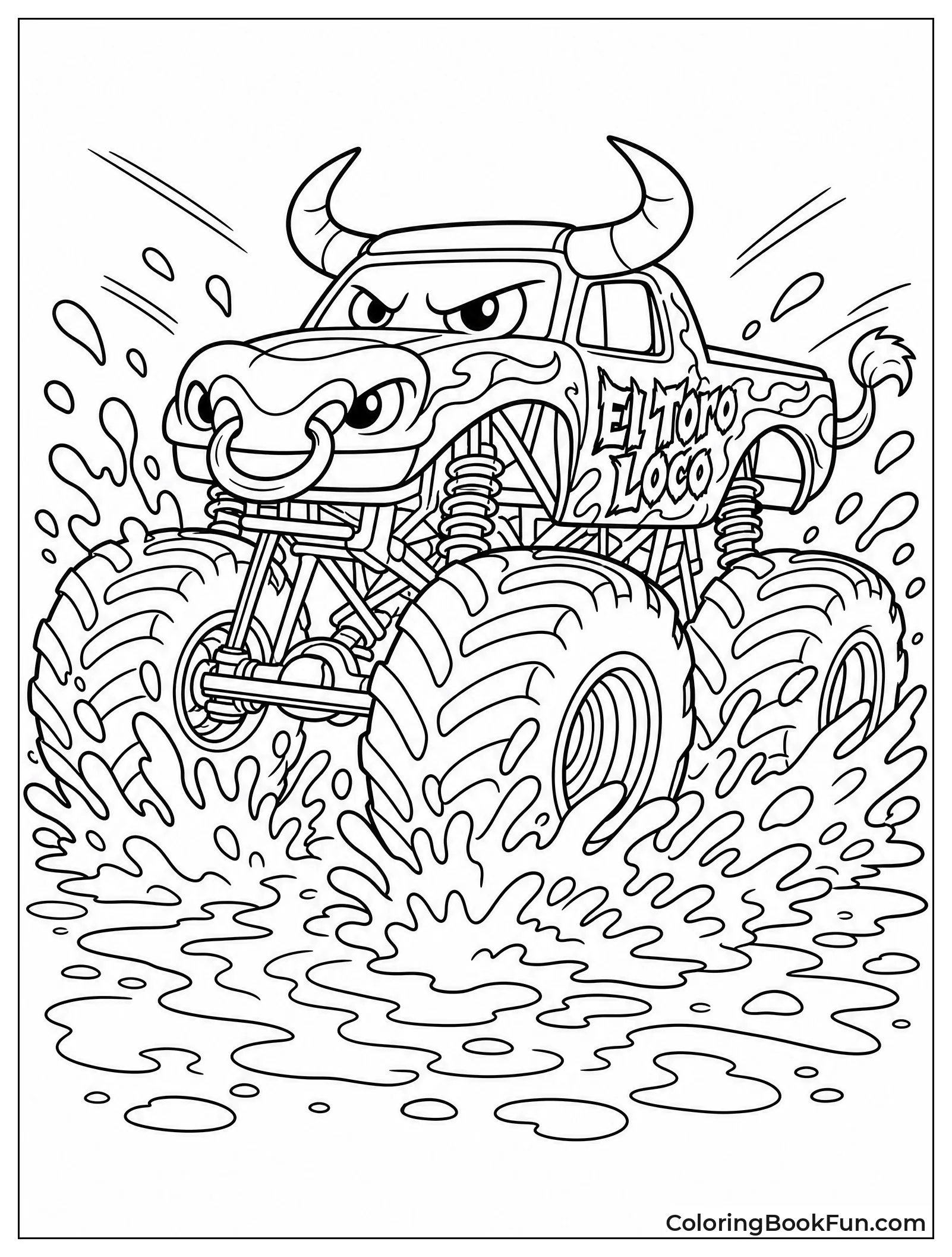 Truck Splashing Thick Mud Around