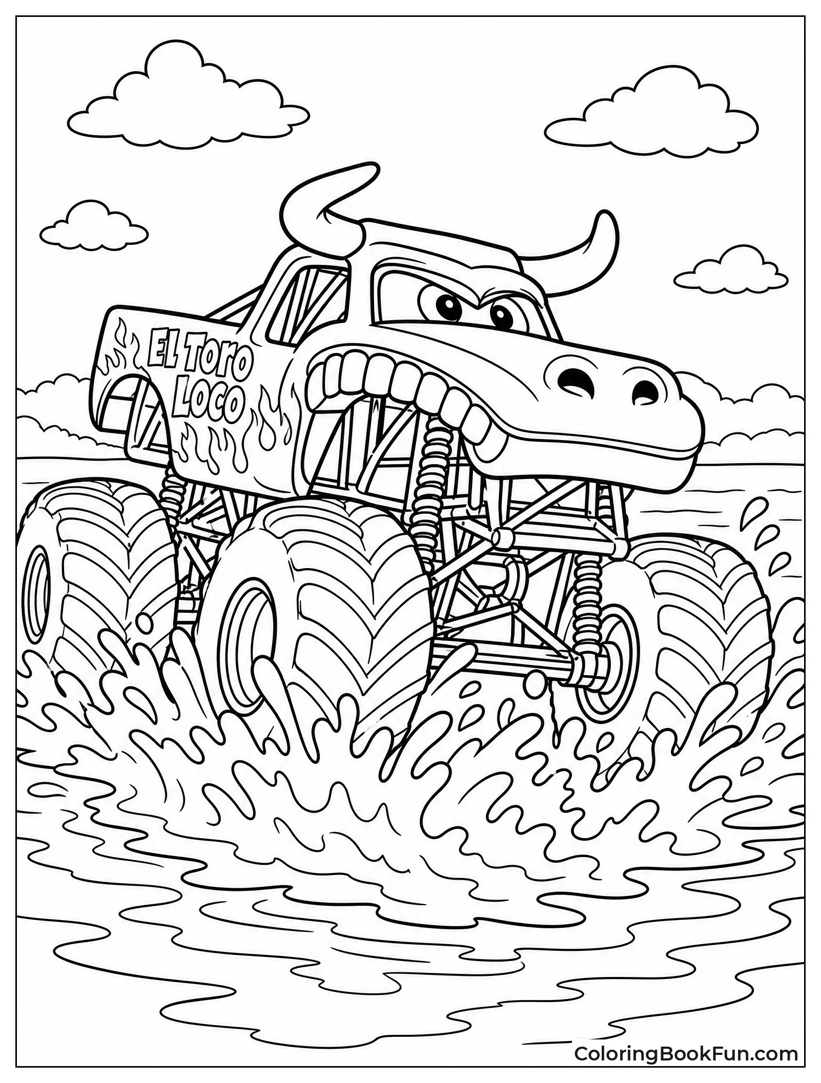 Truck Making Waves in Water