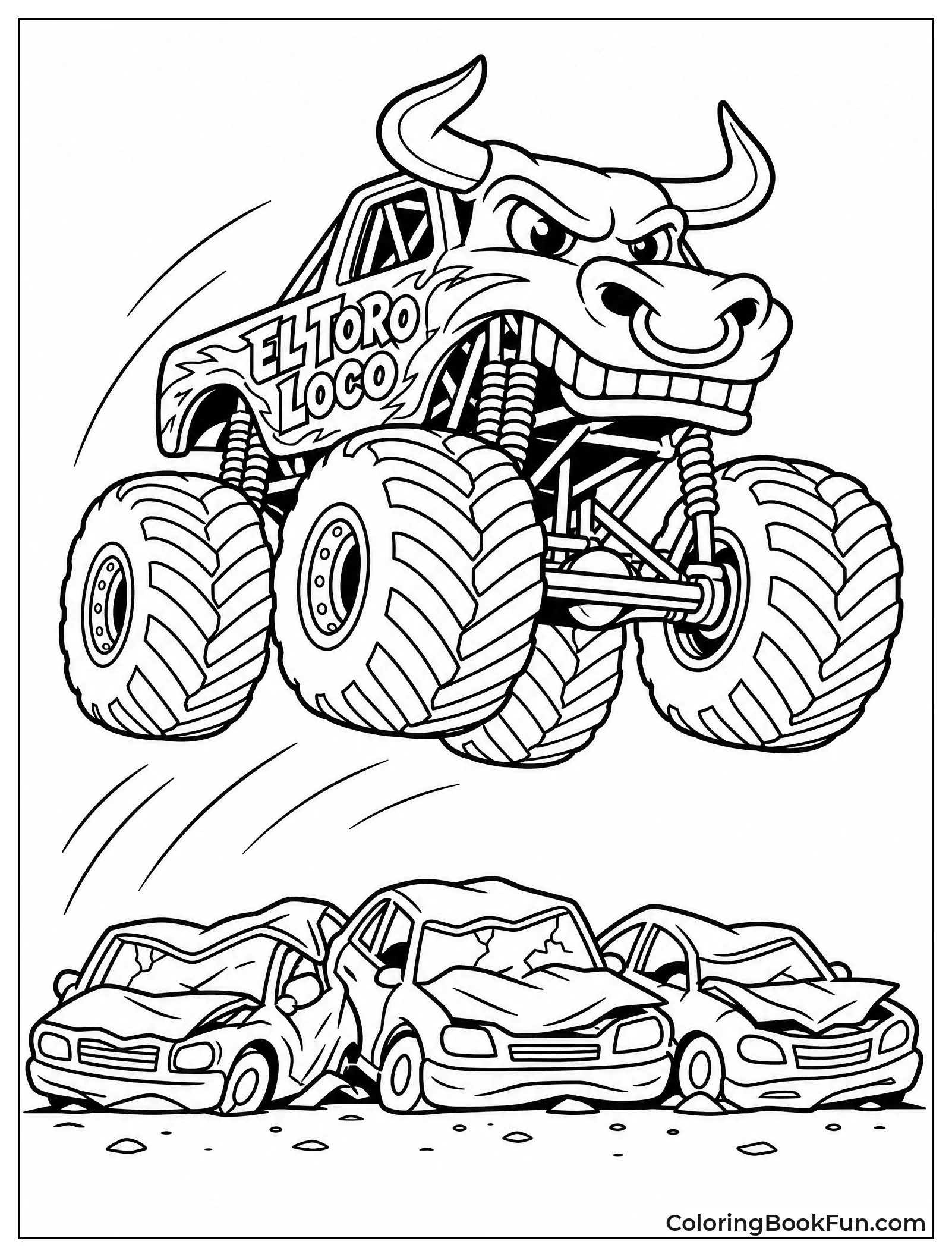 Truck Jumping High over Cars