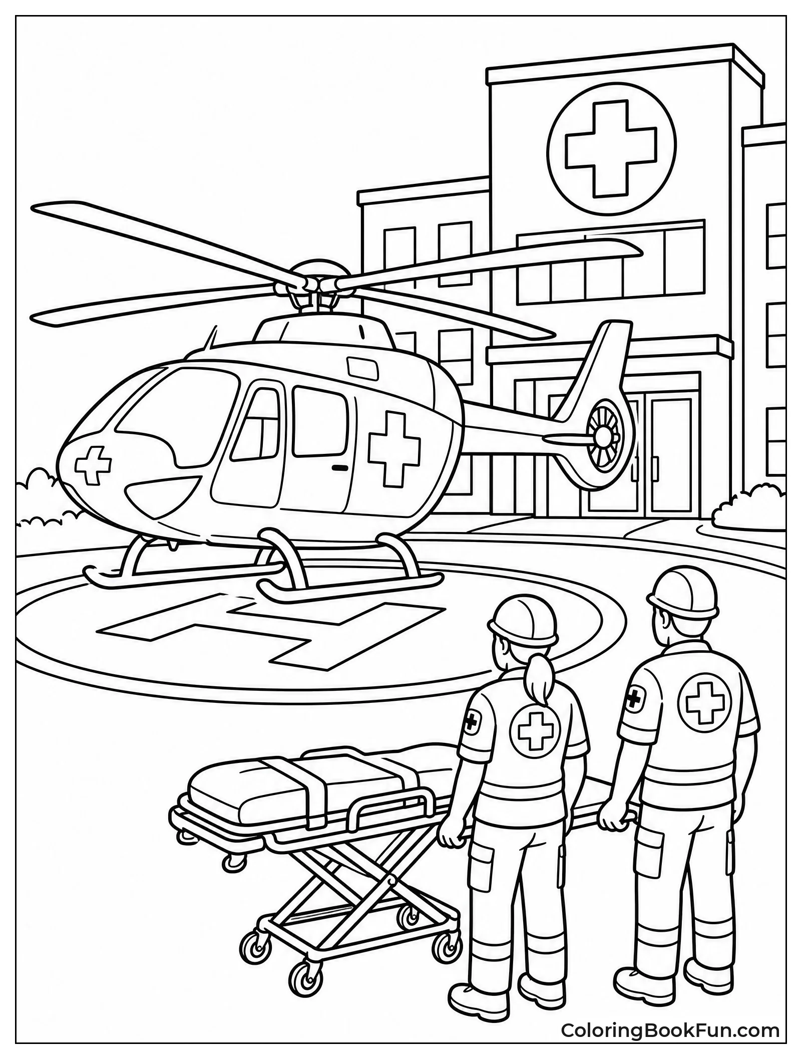 Medical Helicopter Lands at Hospital