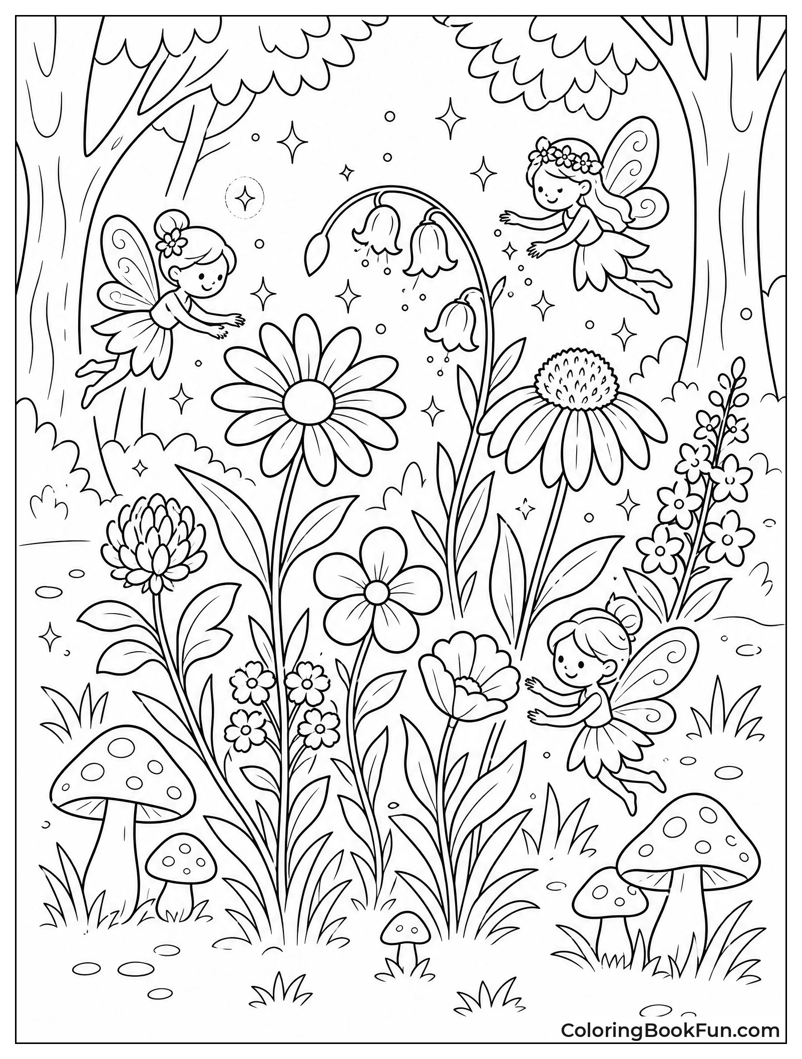 Glowing Wildflowers in Forest