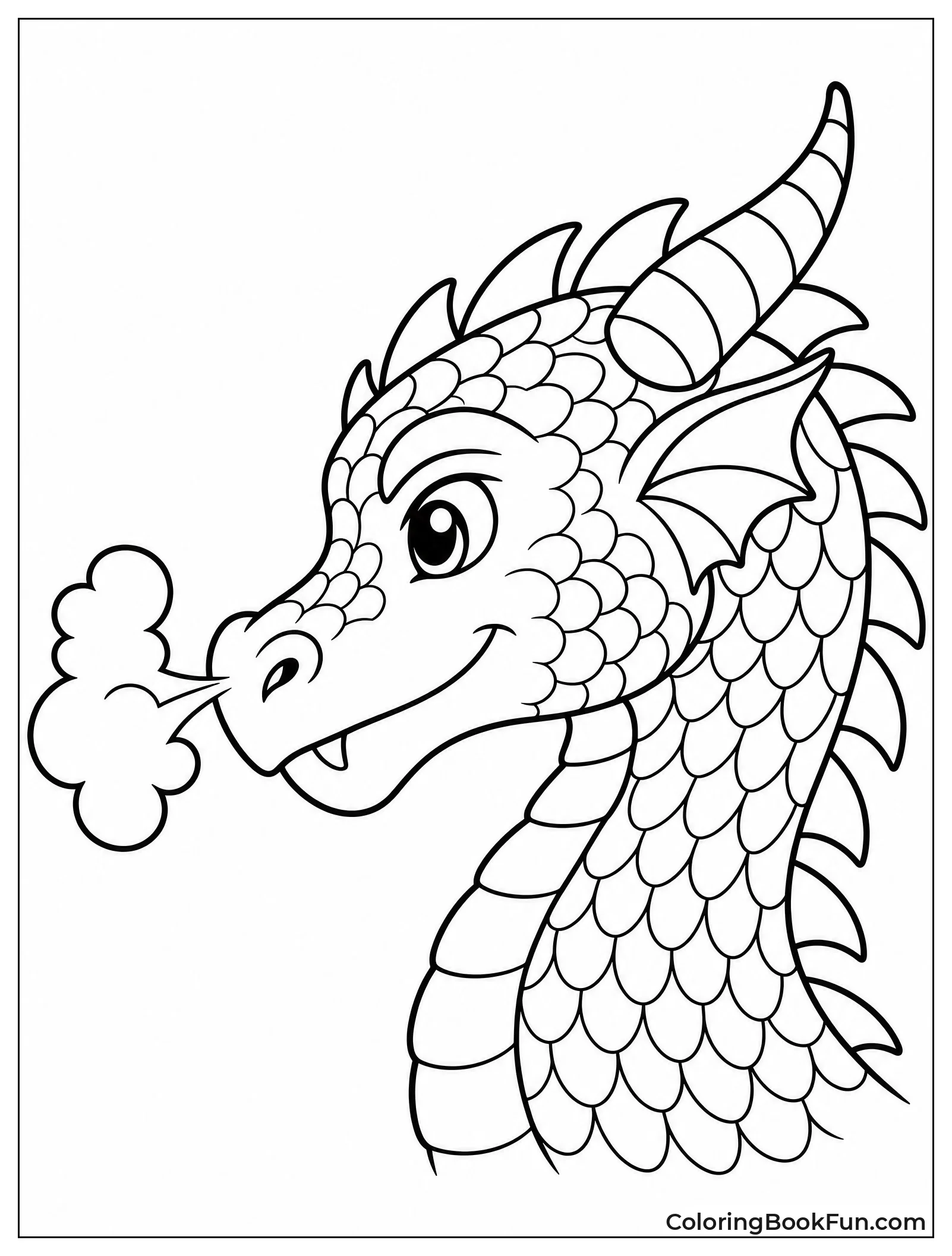 Dragon Face Profile with Horn