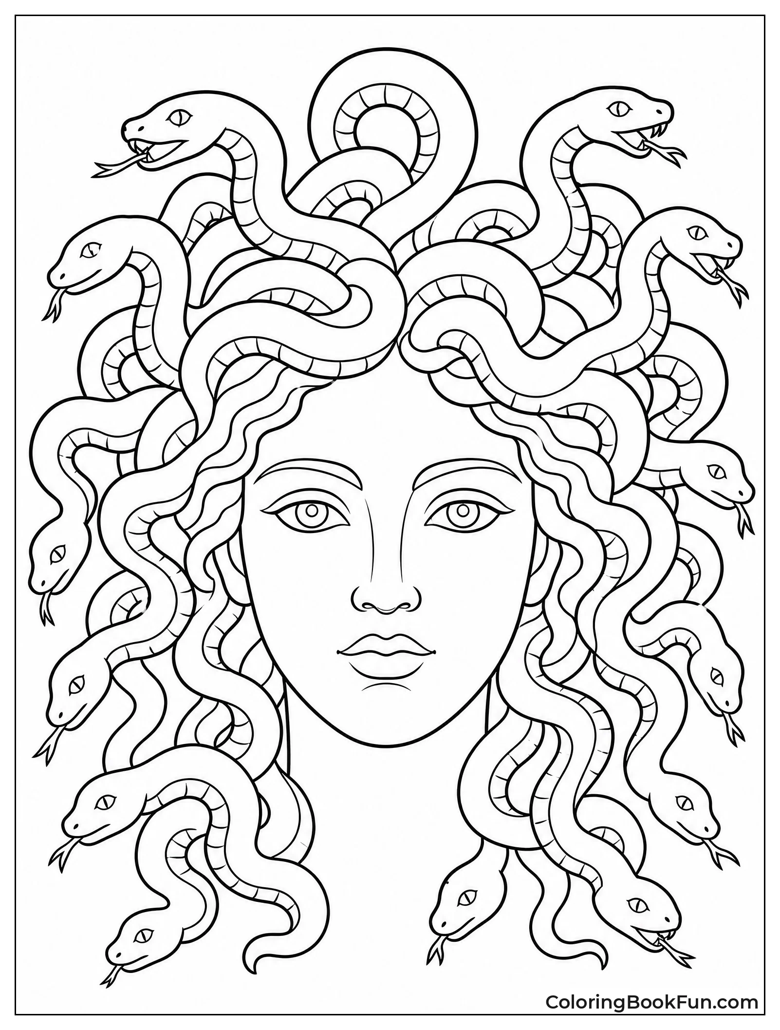 Medusa Face with Snake Hair