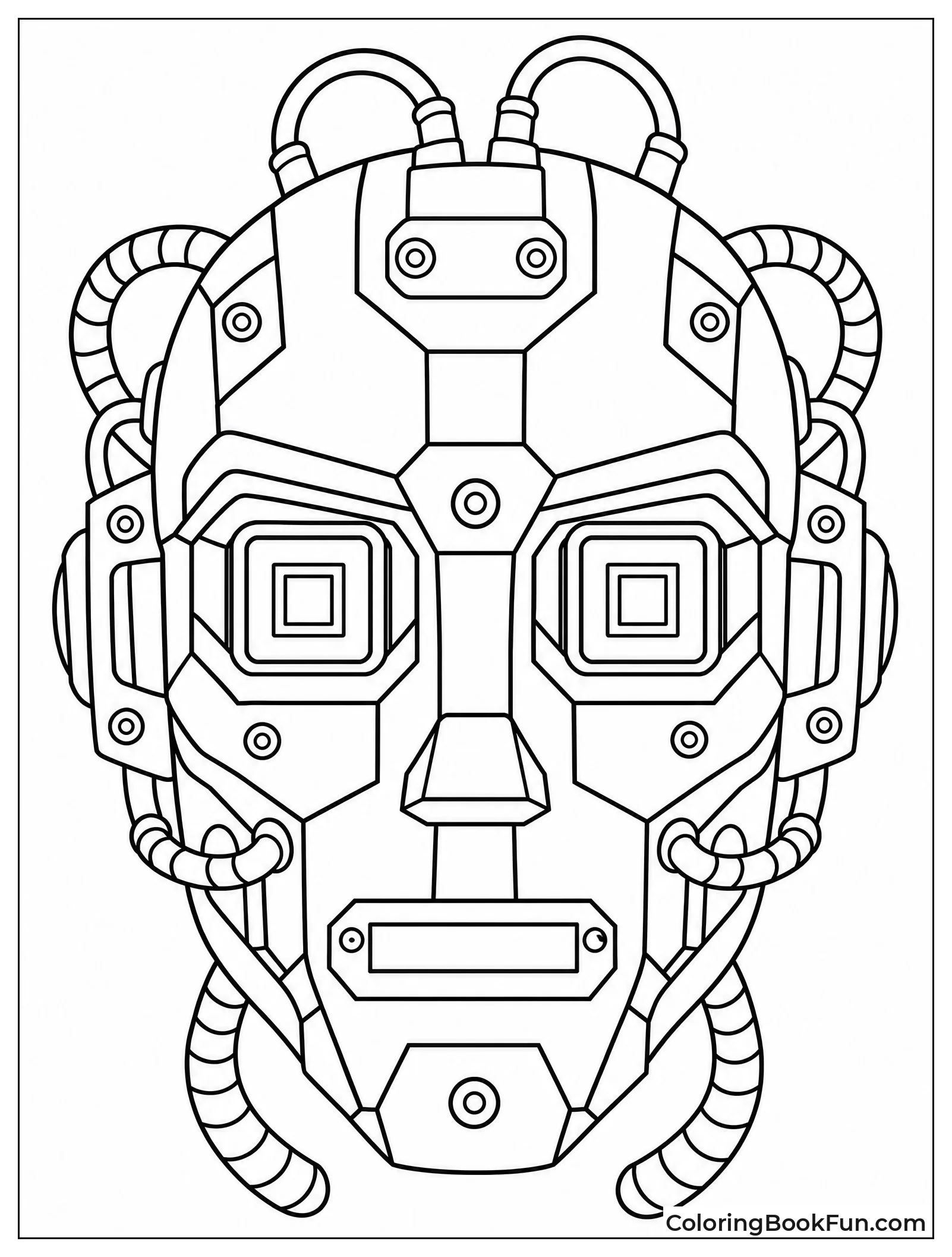 Robot Face with Bolts and Wires