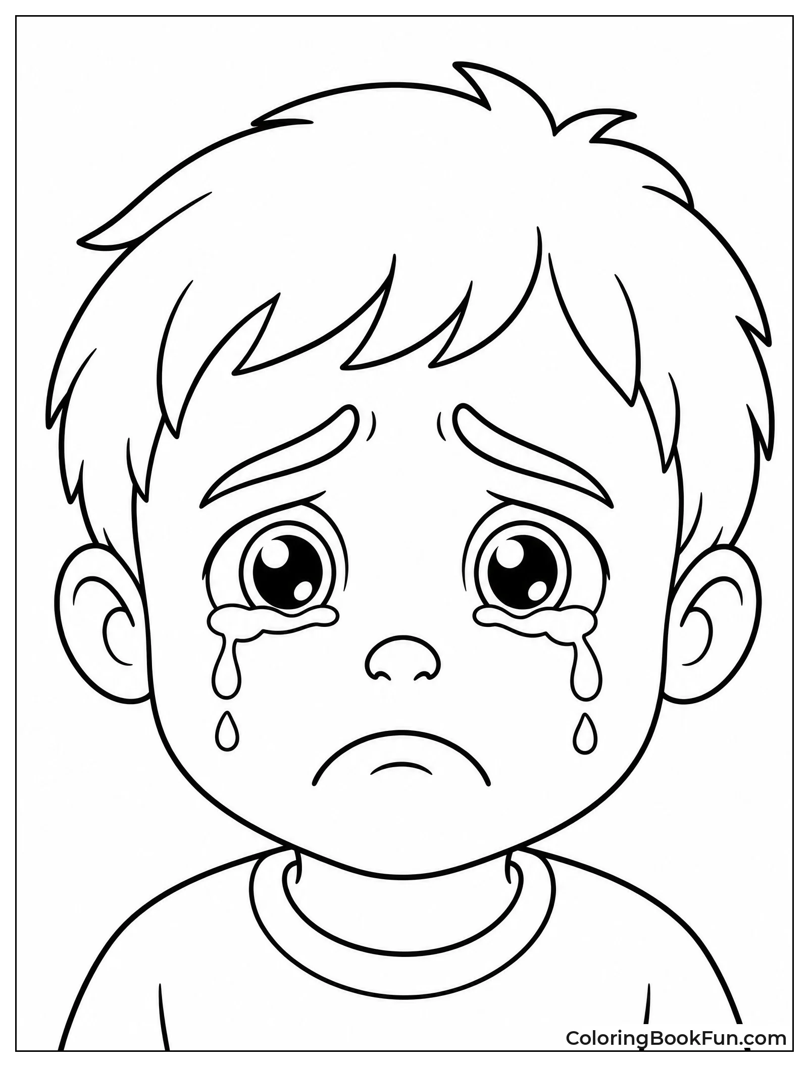 Sad Child Face with Teary Eyes
