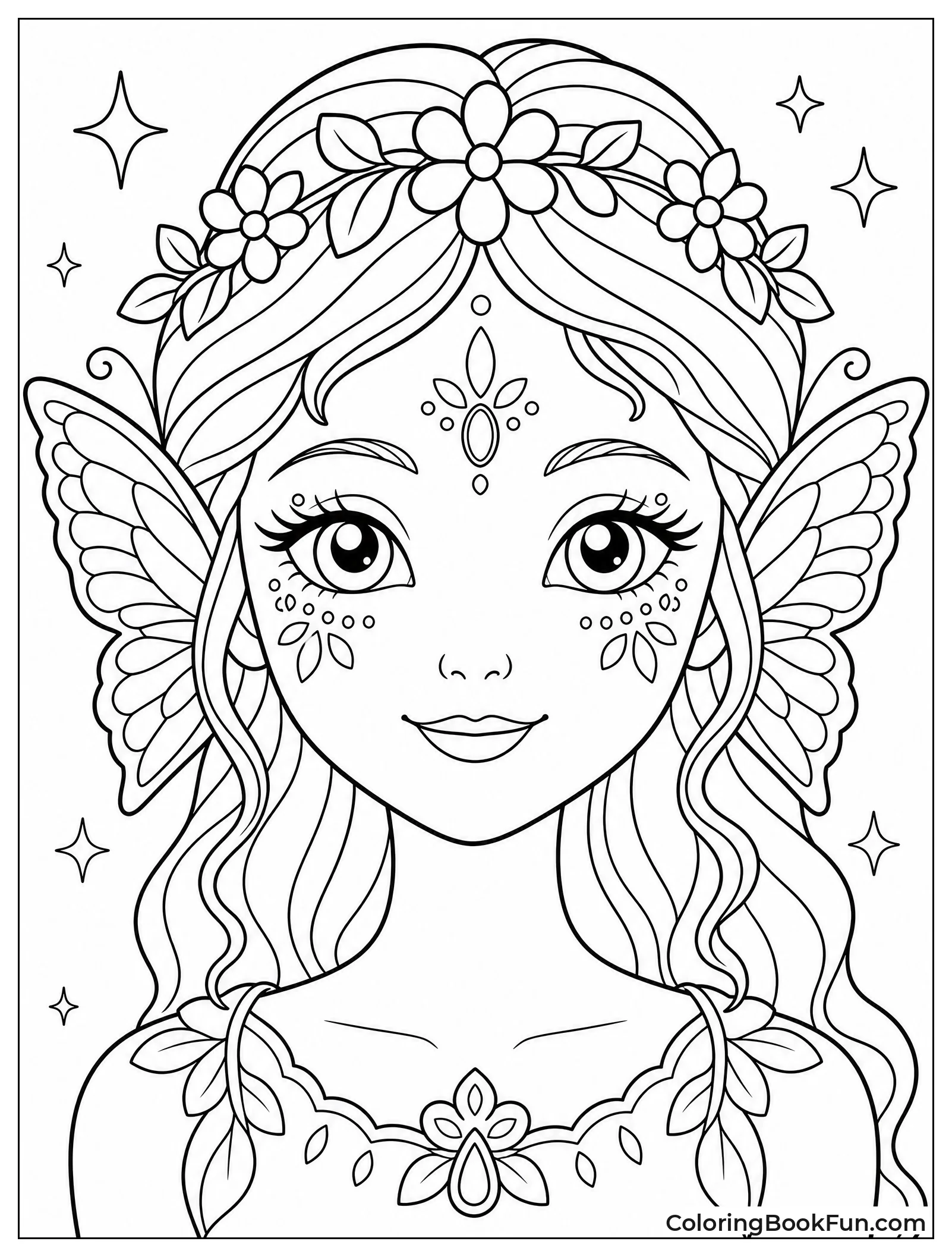 Fairy Face with Sparkles and Wings