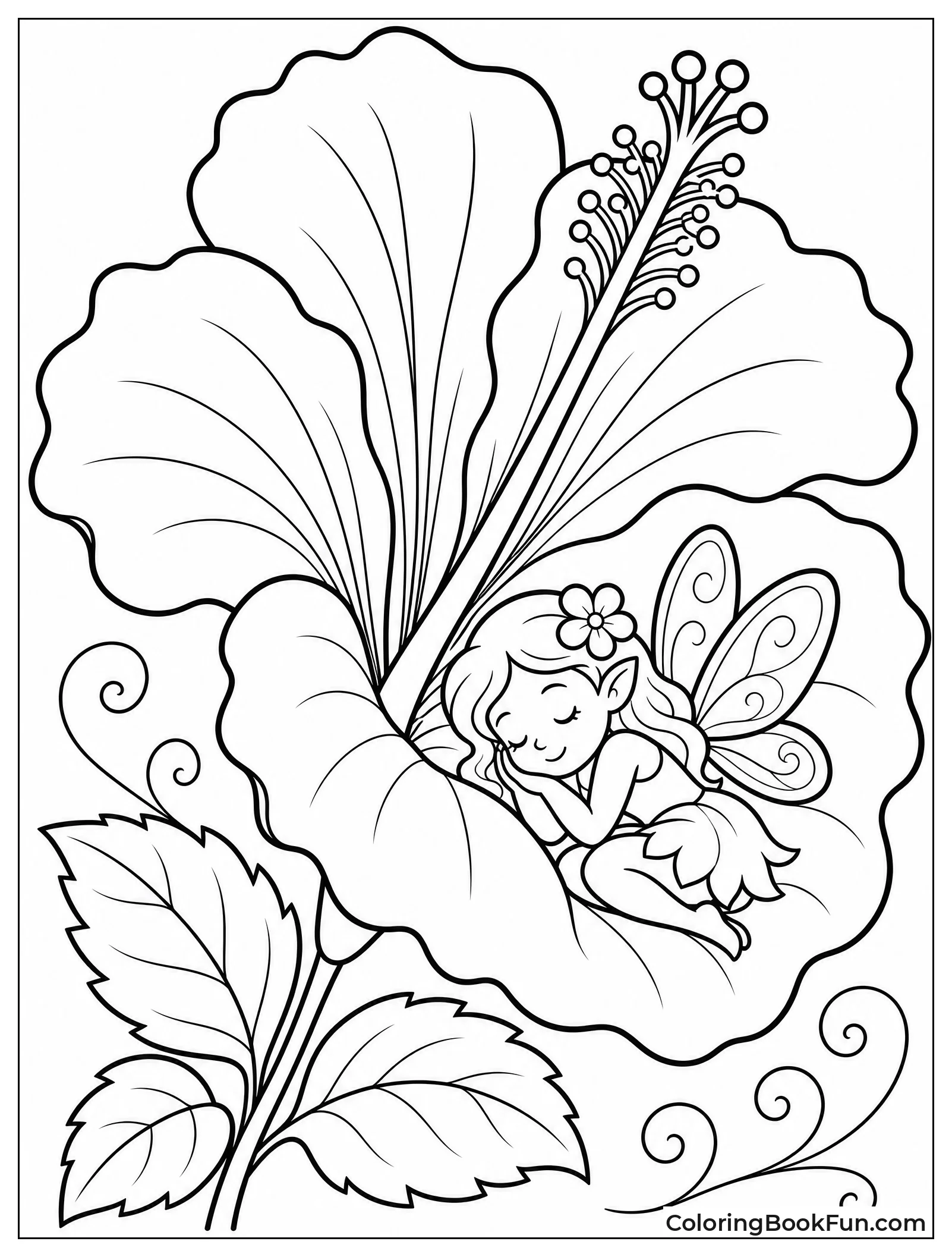 Fairy Sleeping inside Giant Hibiscus
