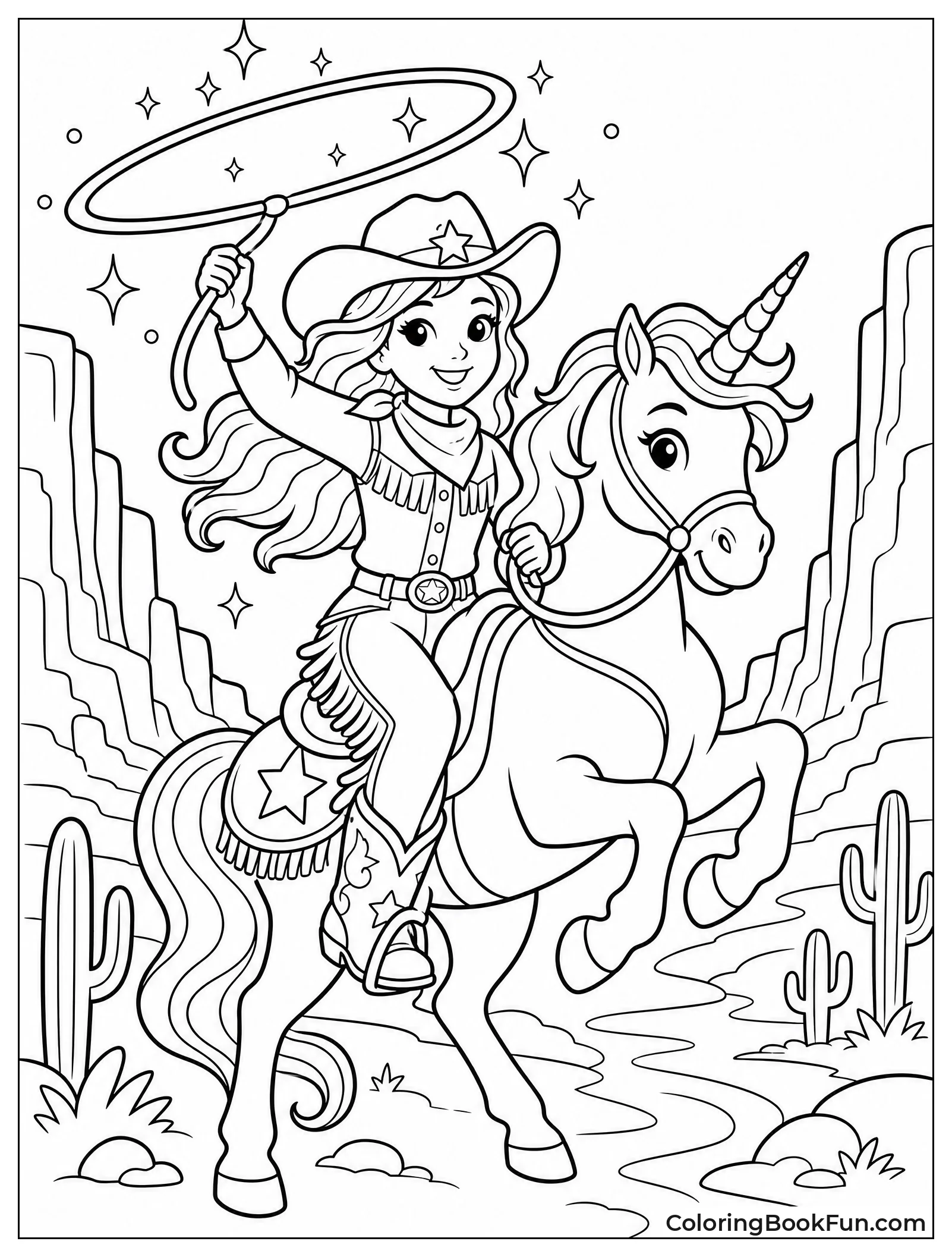 Magical Cowgirl on a Unicorn