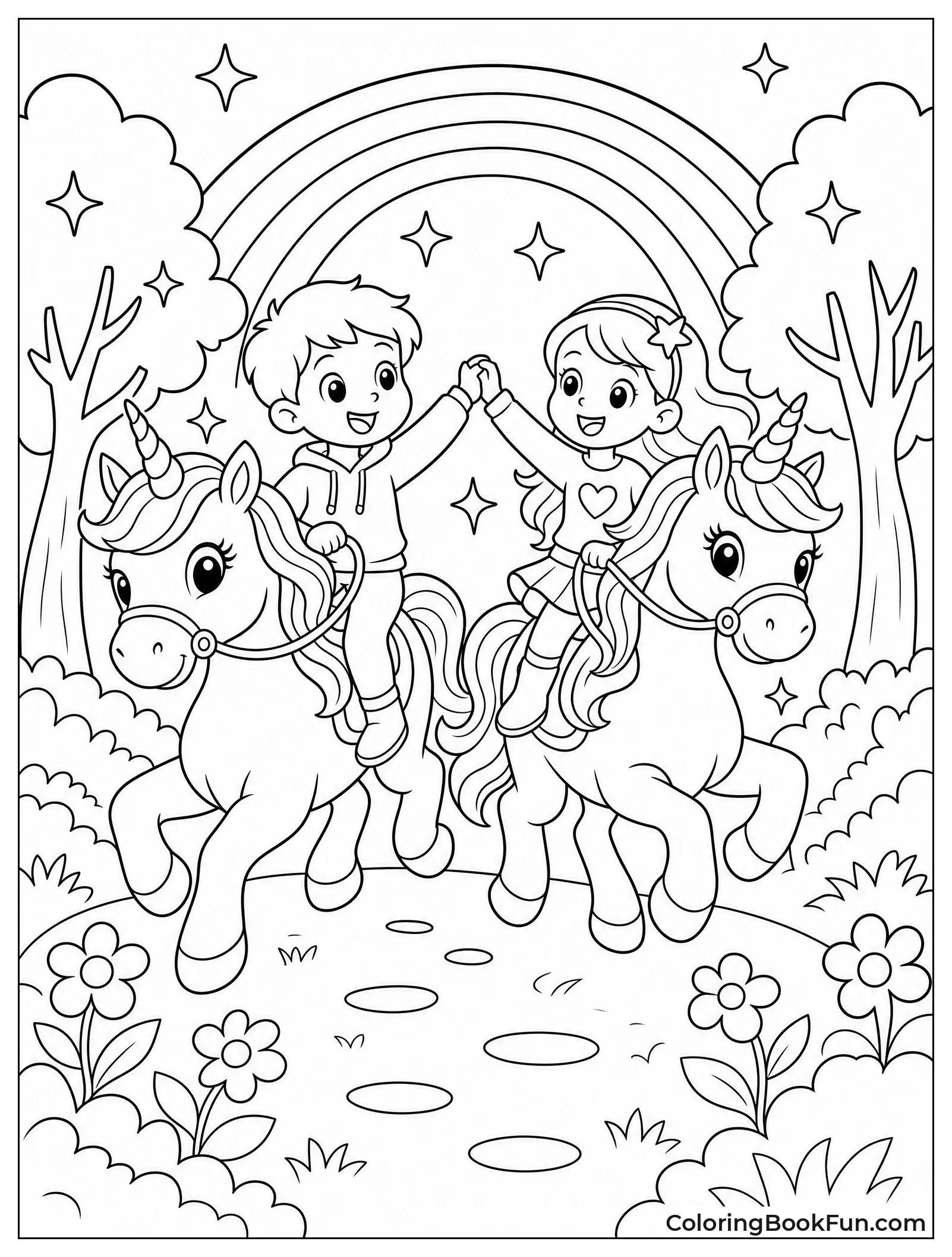 Riding Unicorns in Rainbow Forest