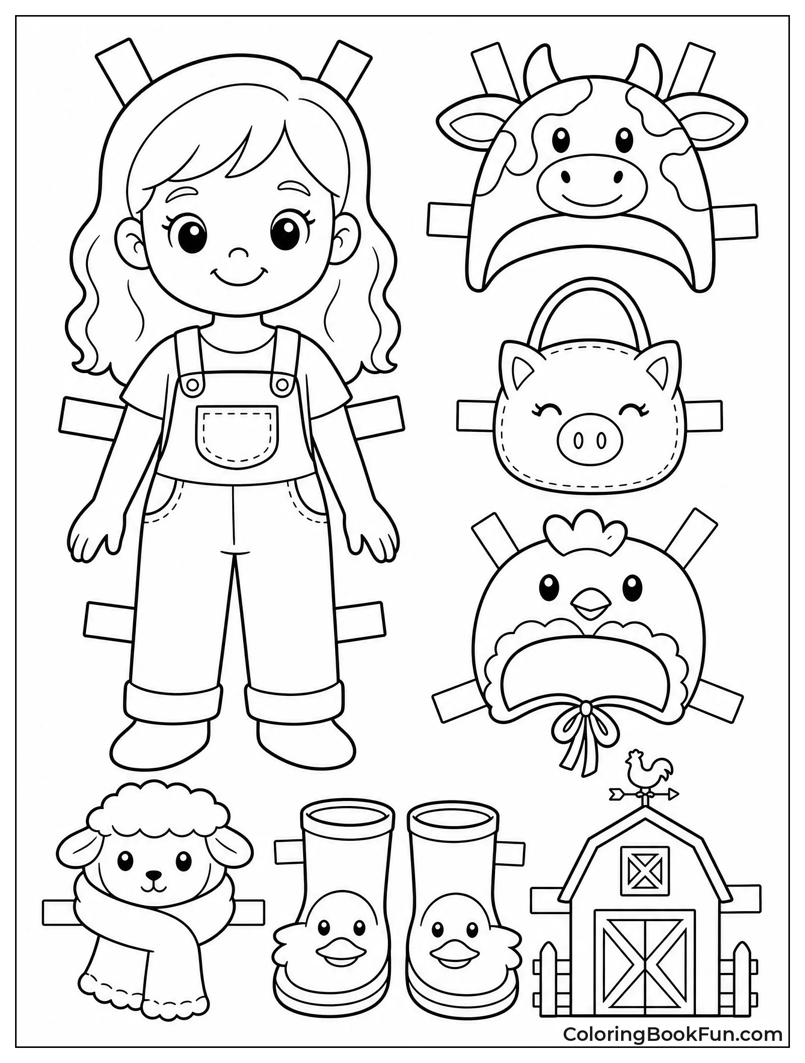 Farm Girl with Animal Friends