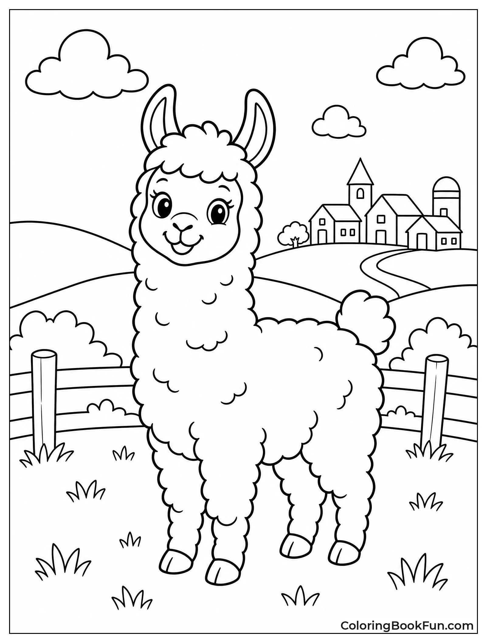 Farm Llama in Rolling Hills