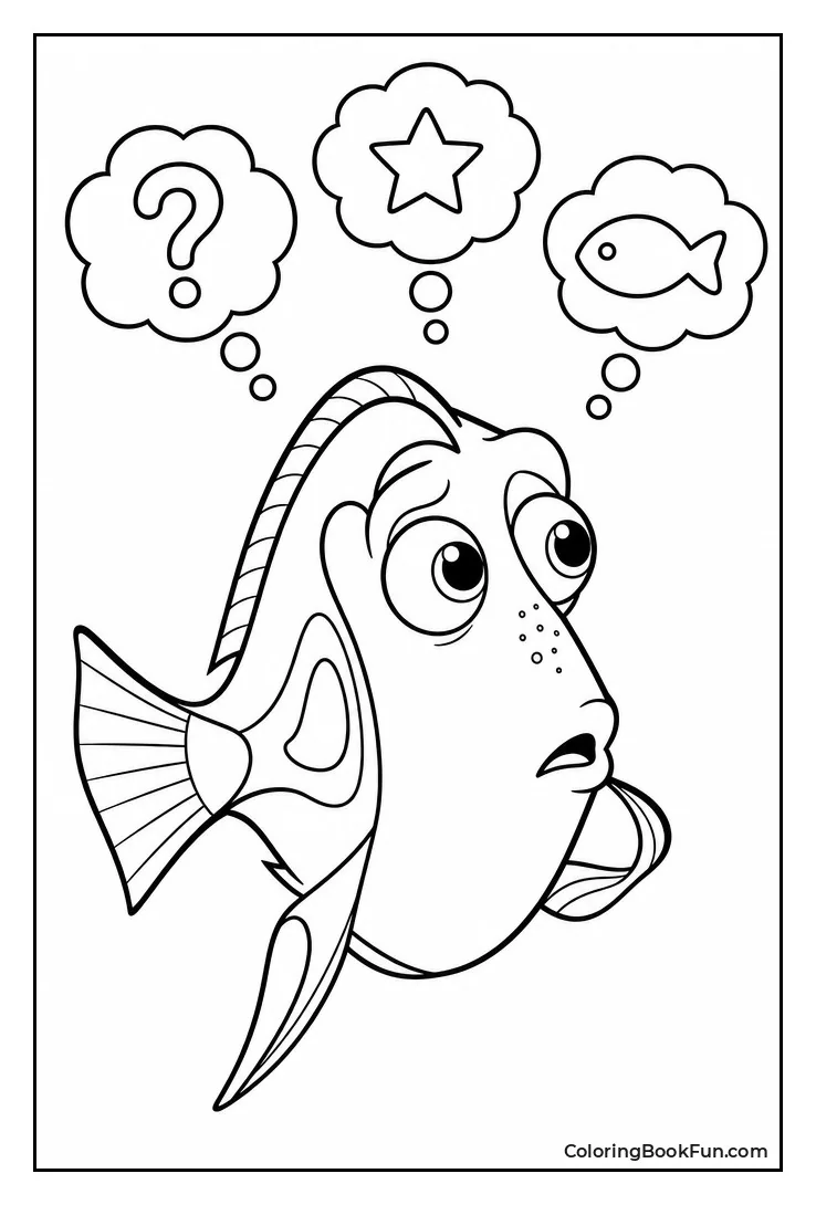 Dory Looking Confused with Thought Bubbles
